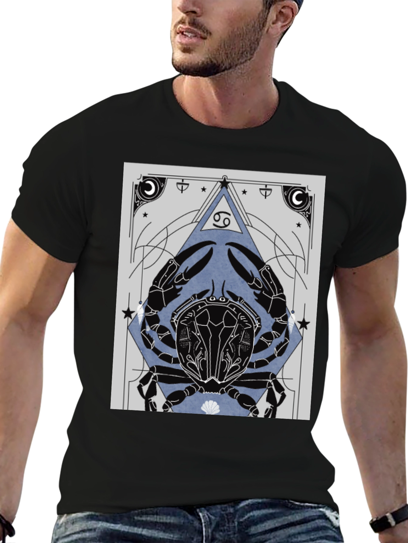 Cancer Zodiac Graphic Tee - Black Cotton T-Shirt