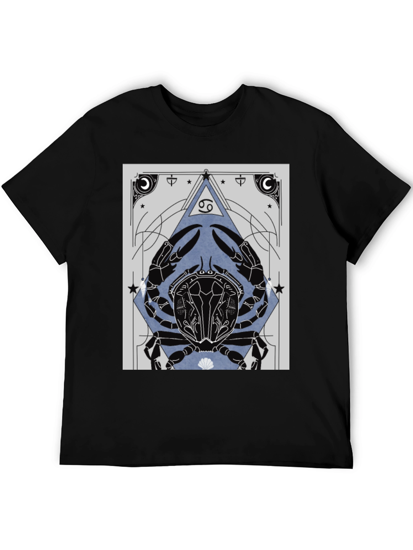 Cancer Zodiac Graphic Tee - Black Cotton T-Shirt
