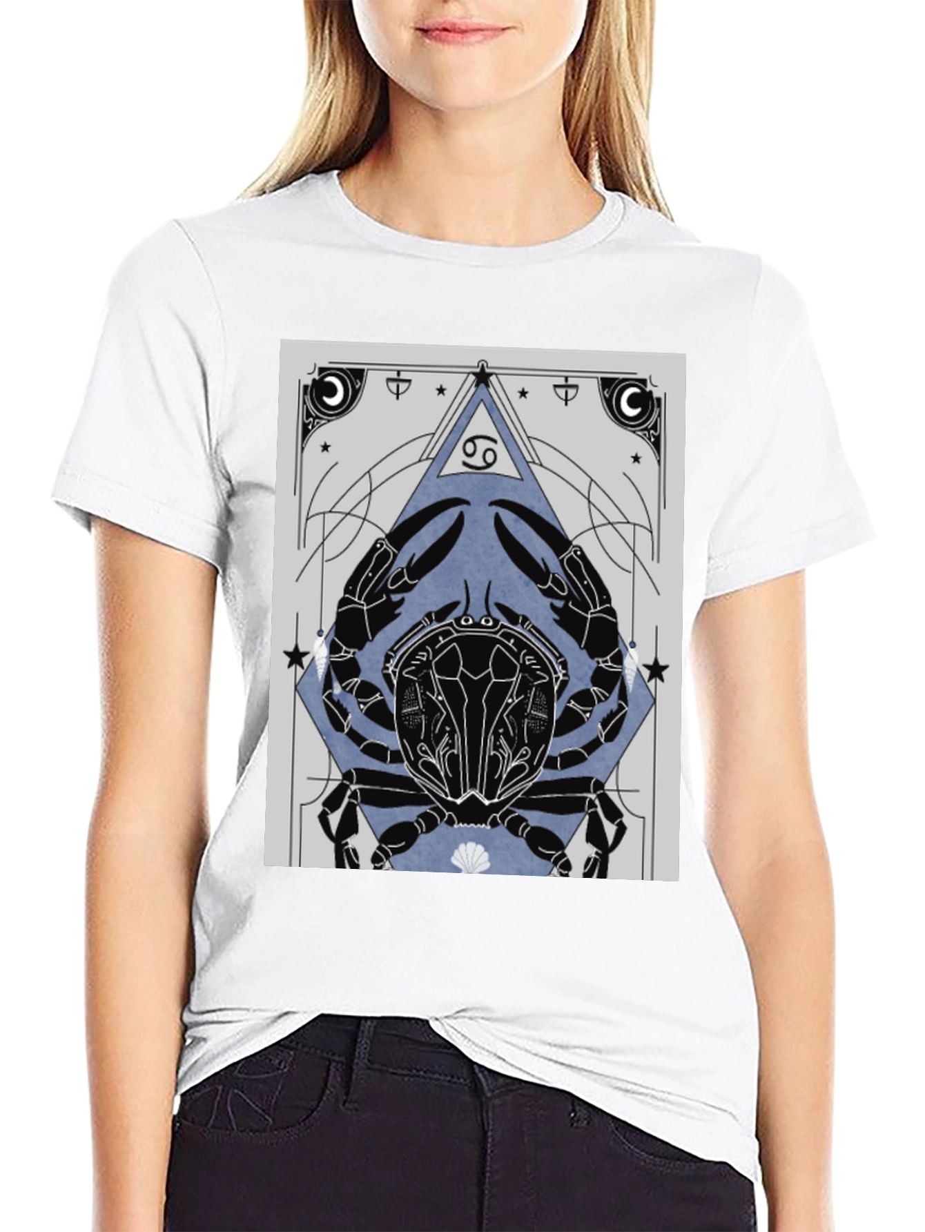 Cancer Zodiac Graphic Tee - Black Cotton T-Shirt