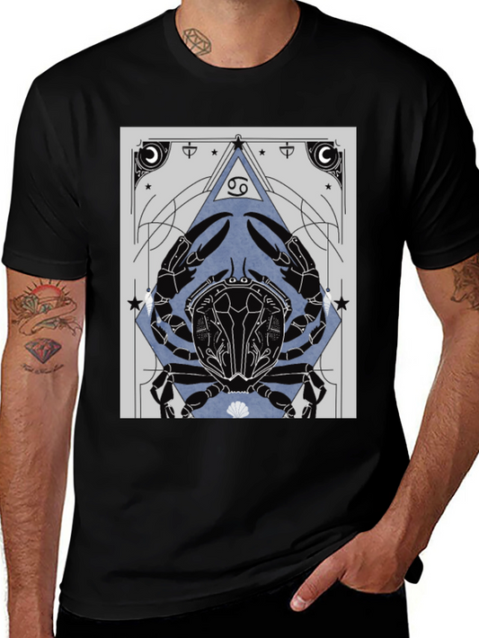 Cancer Zodiac Graphic Tee - Black Cotton T-Shirt