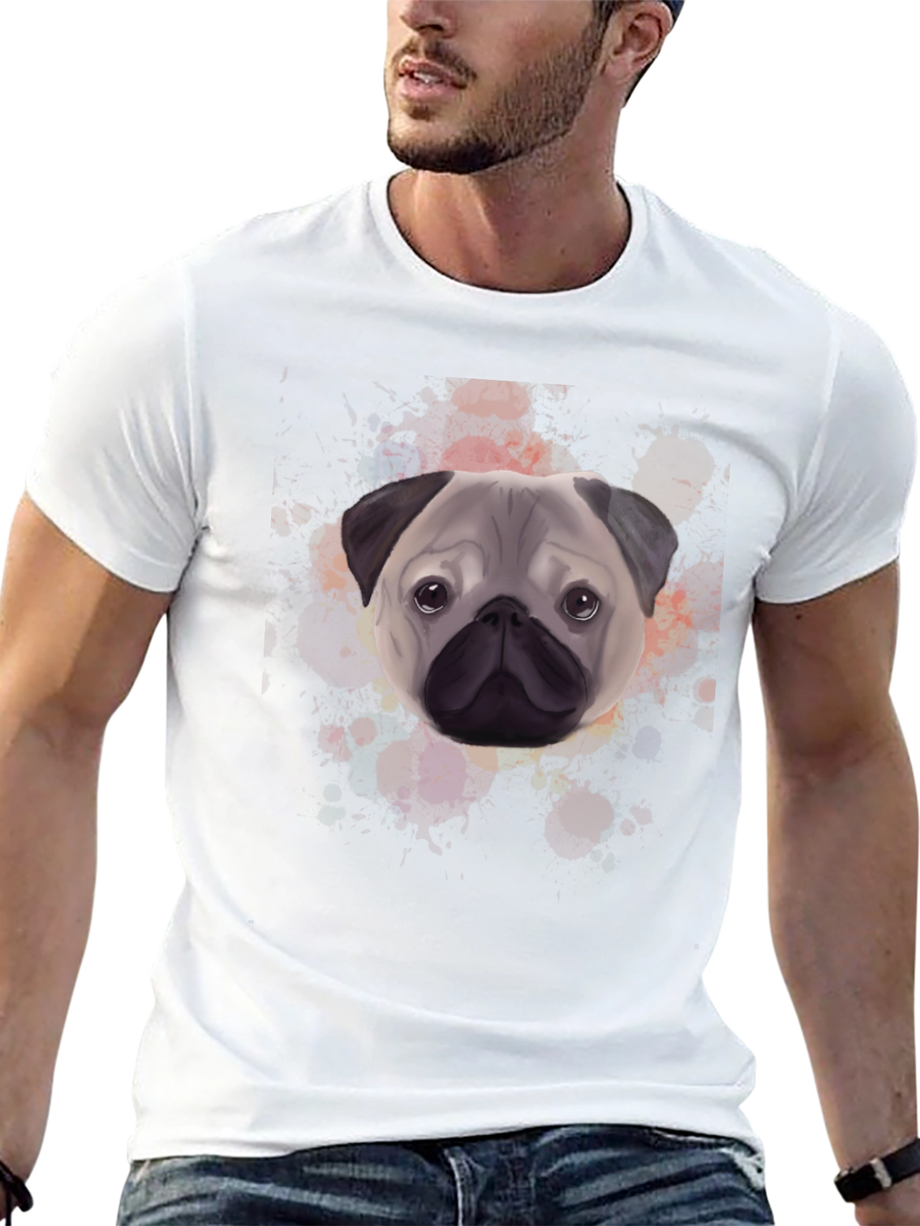 Pug Portrait Graphic T-Shirt - Stylish Dog Tee