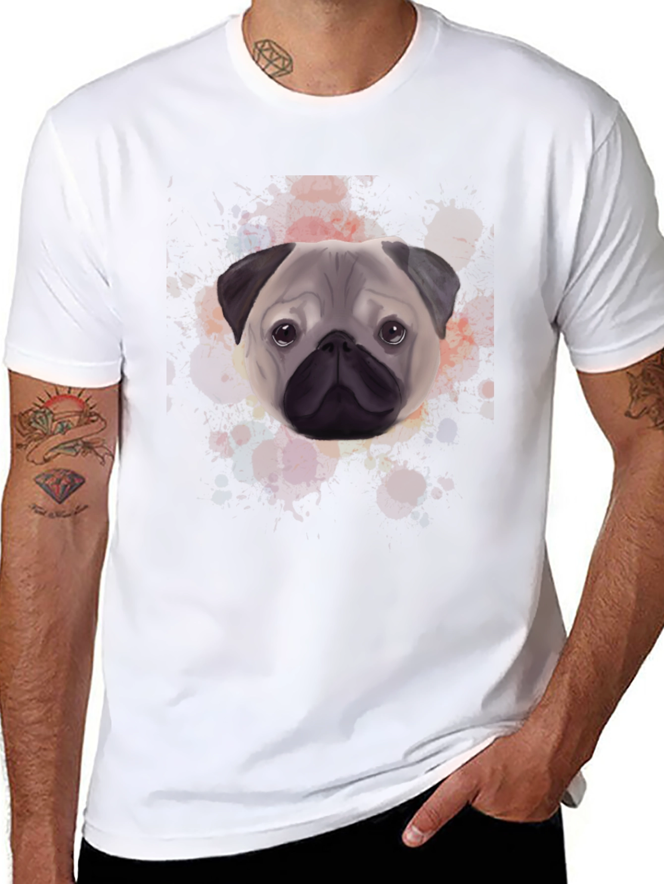 Pug Portrait Graphic T-Shirt - Stylish Dog Tee