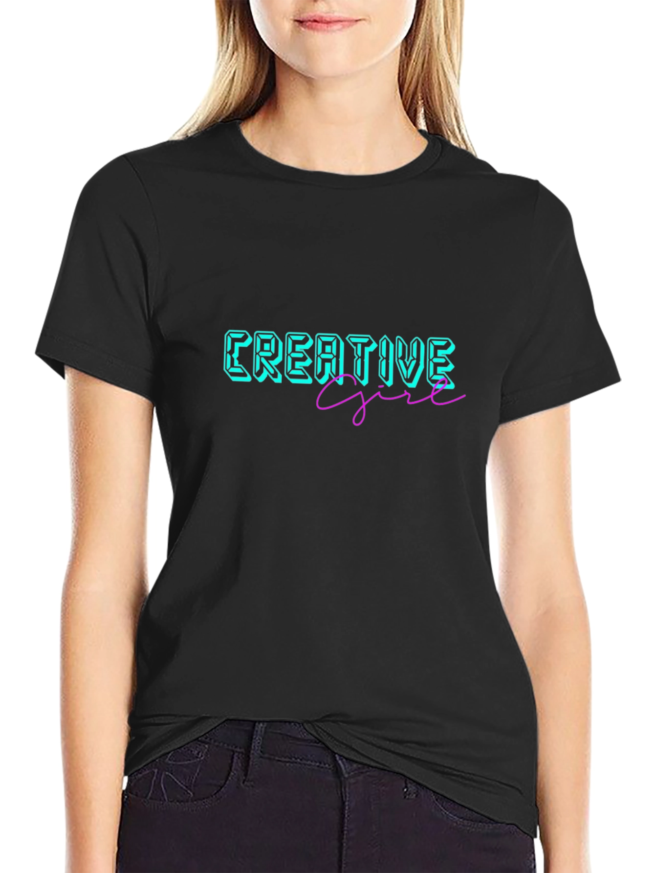 Creative Girl Black Graphic Tee