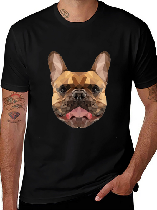 Geometric French Bulldog Graphic Black Tee