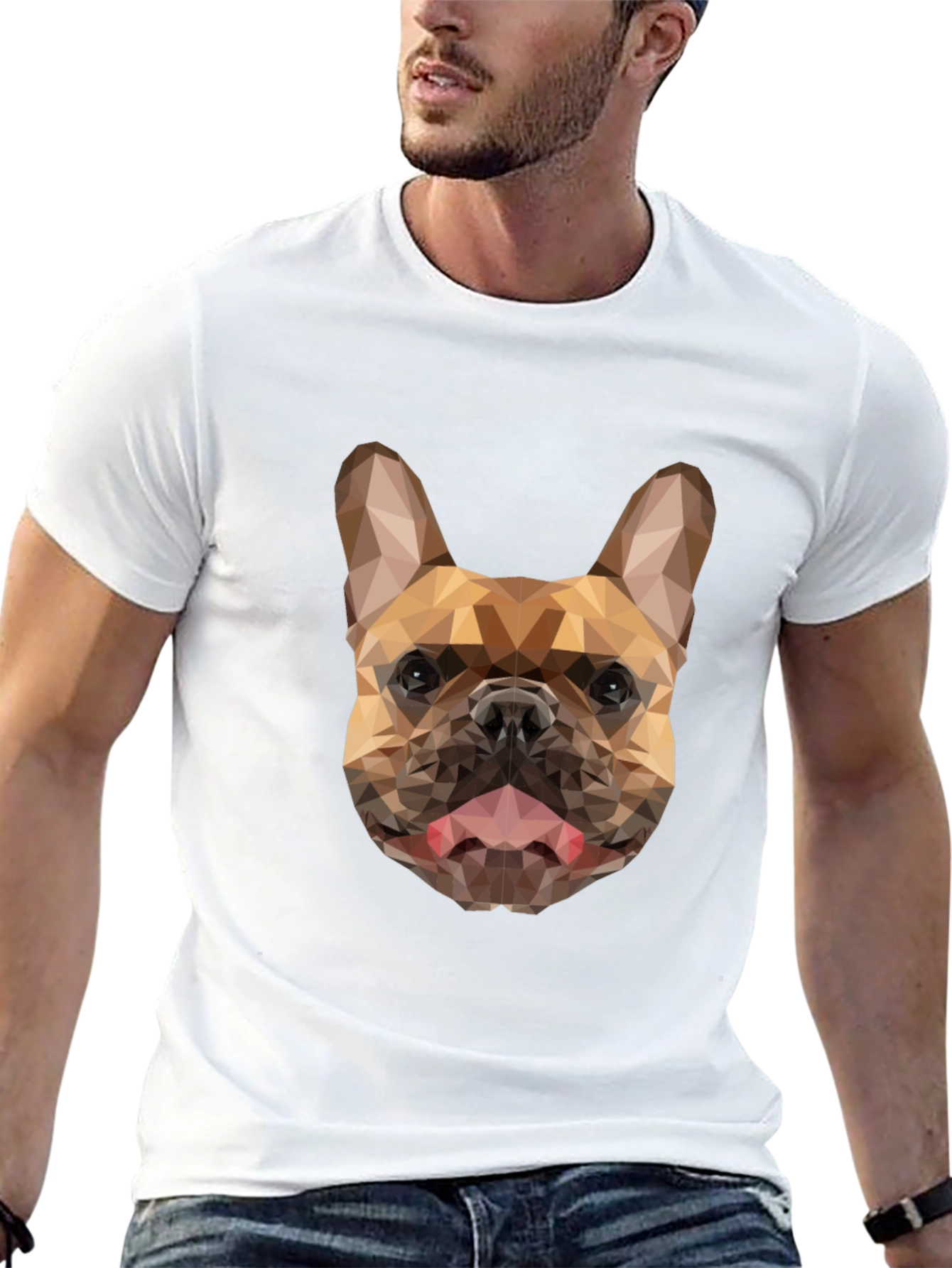 Geometric French Bulldog Graphic Black Tee