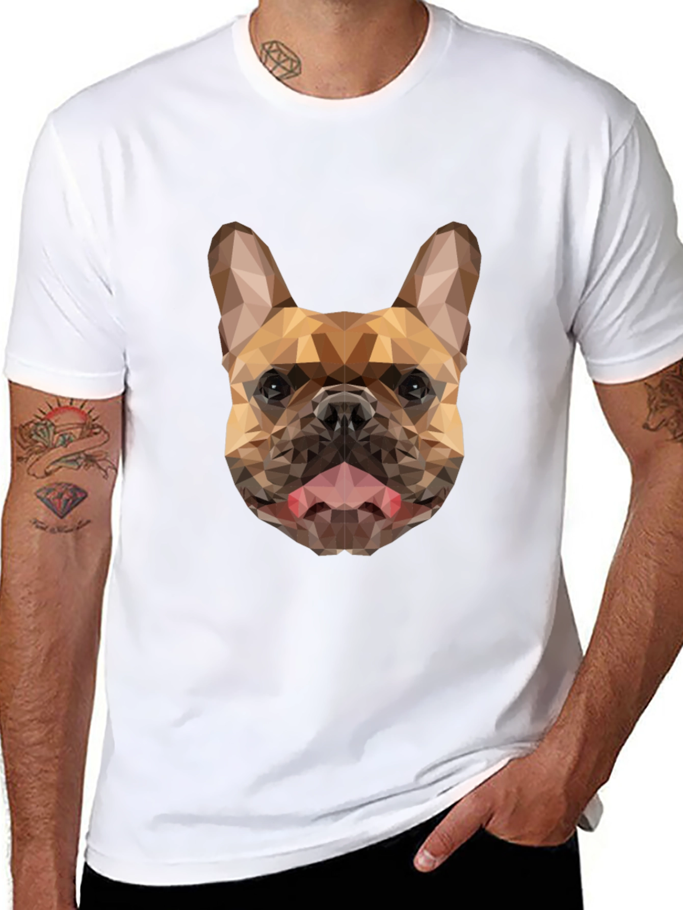 Geometric French Bulldog Graphic Black Tee