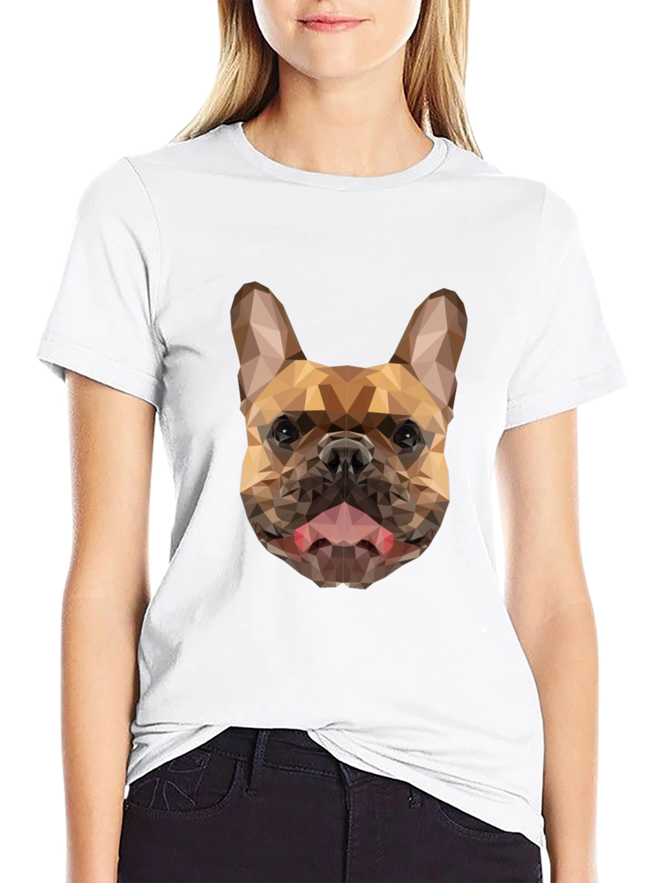 Geometric French Bulldog Graphic Black Tee