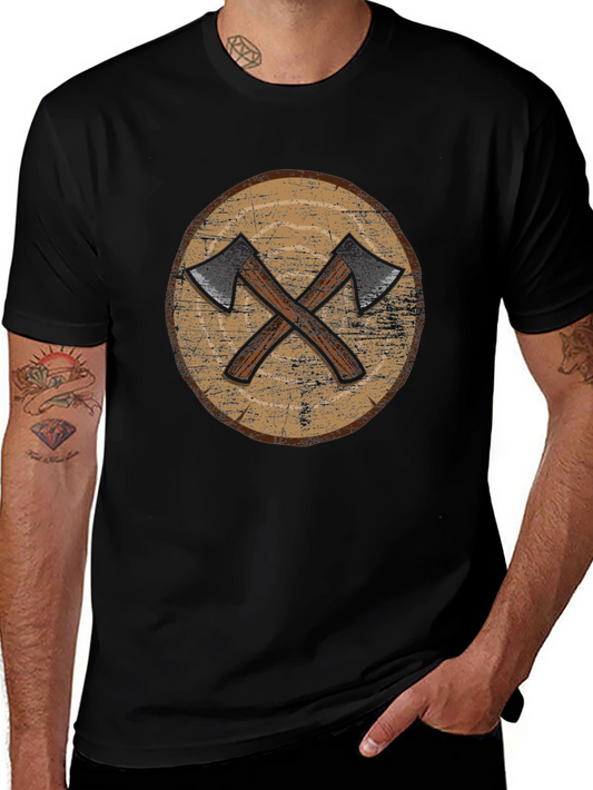 Viking Axe Shield Graphic Tee - Black
