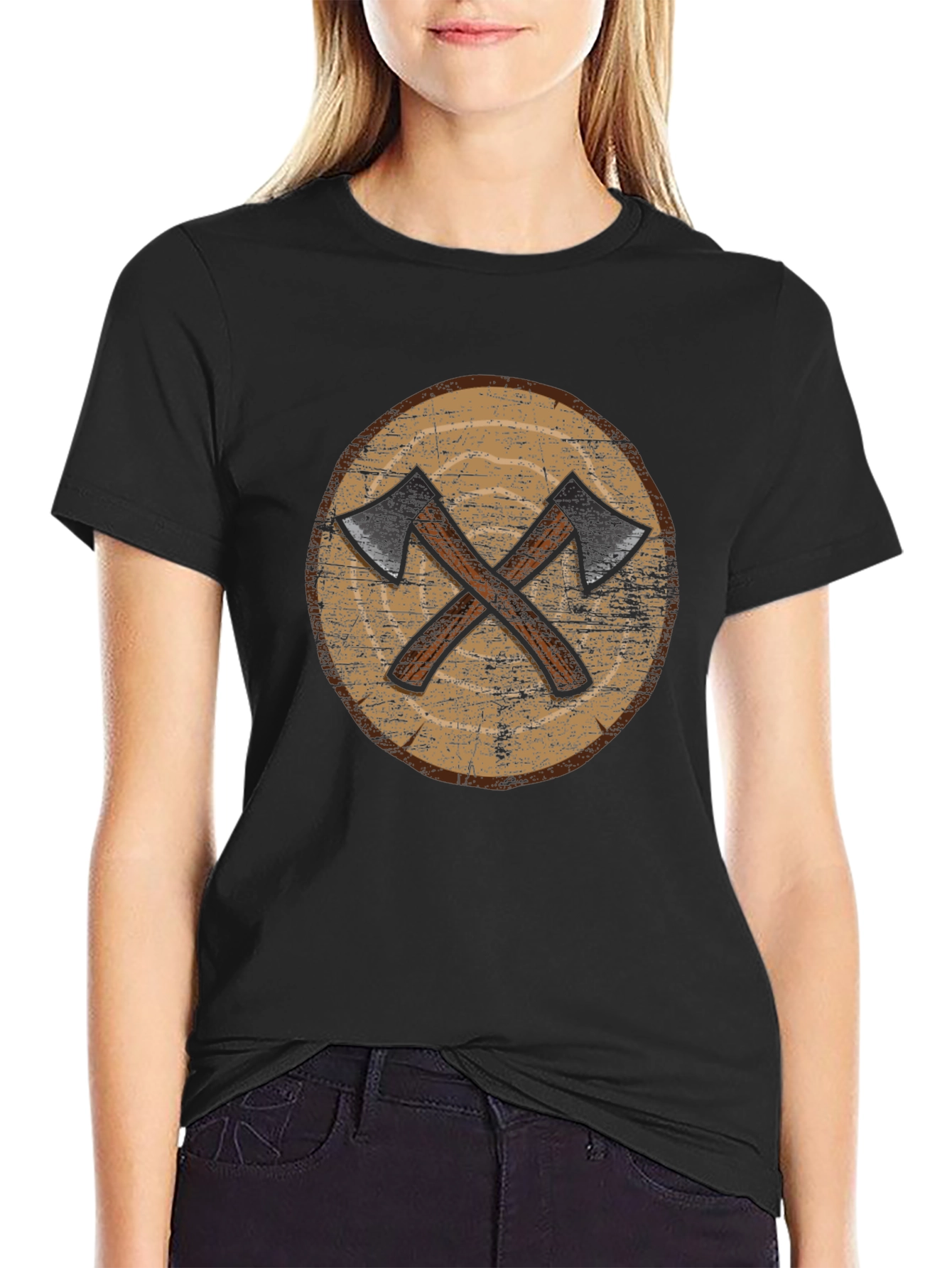 Viking Axe Shield Graphic Tee - Black