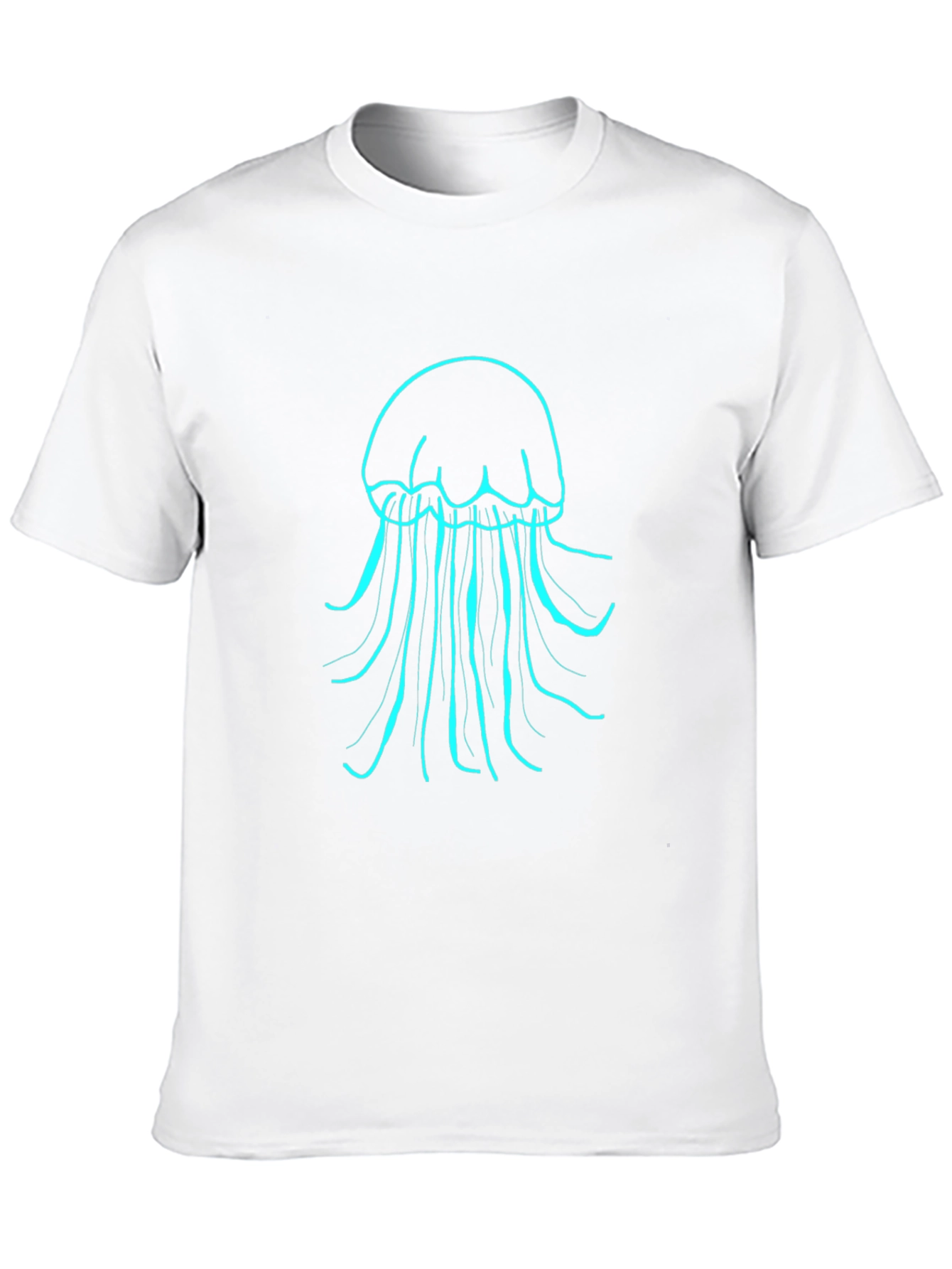 Mens Black T-Shirt with Teal Jellyfish Design
