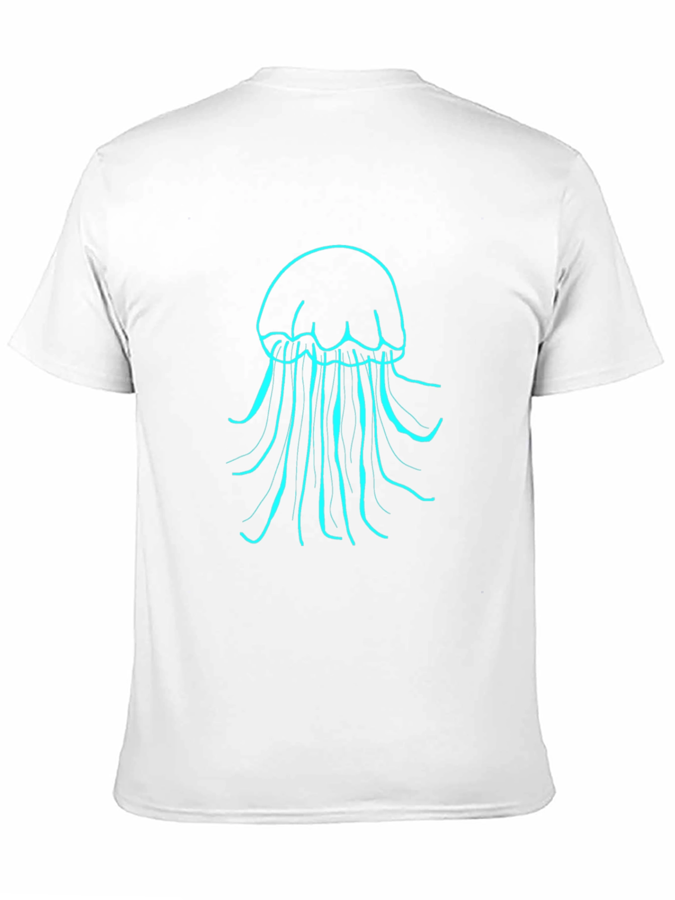 Mens Black T-Shirt with Teal Jellyfish Design