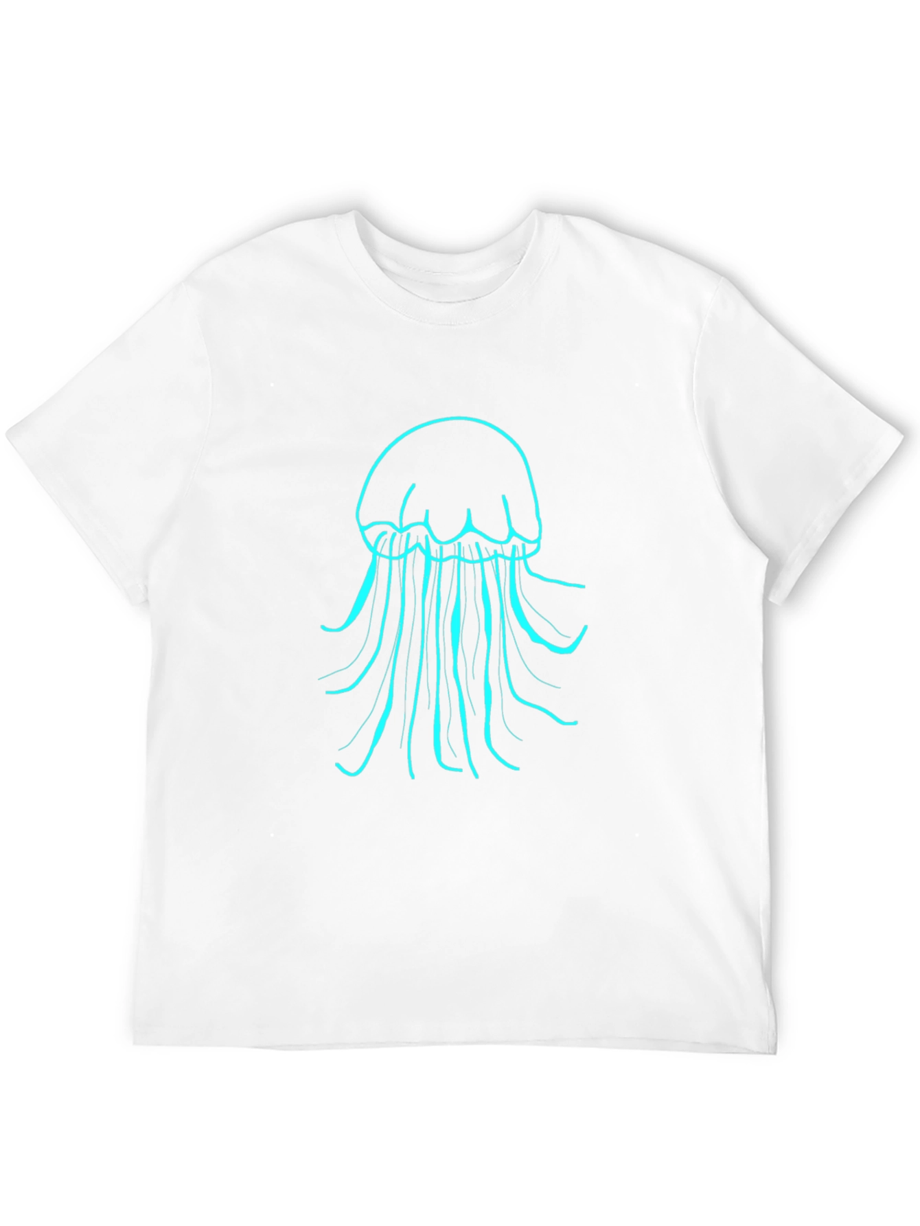Mens Black T-Shirt with Teal Jellyfish Design