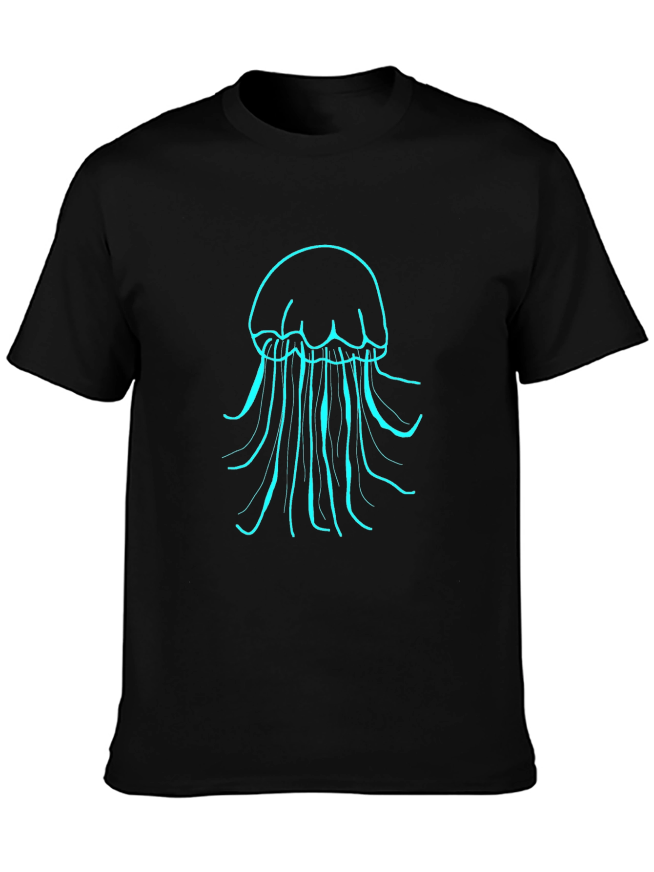 Mens Black T-Shirt with Teal Jellyfish Design