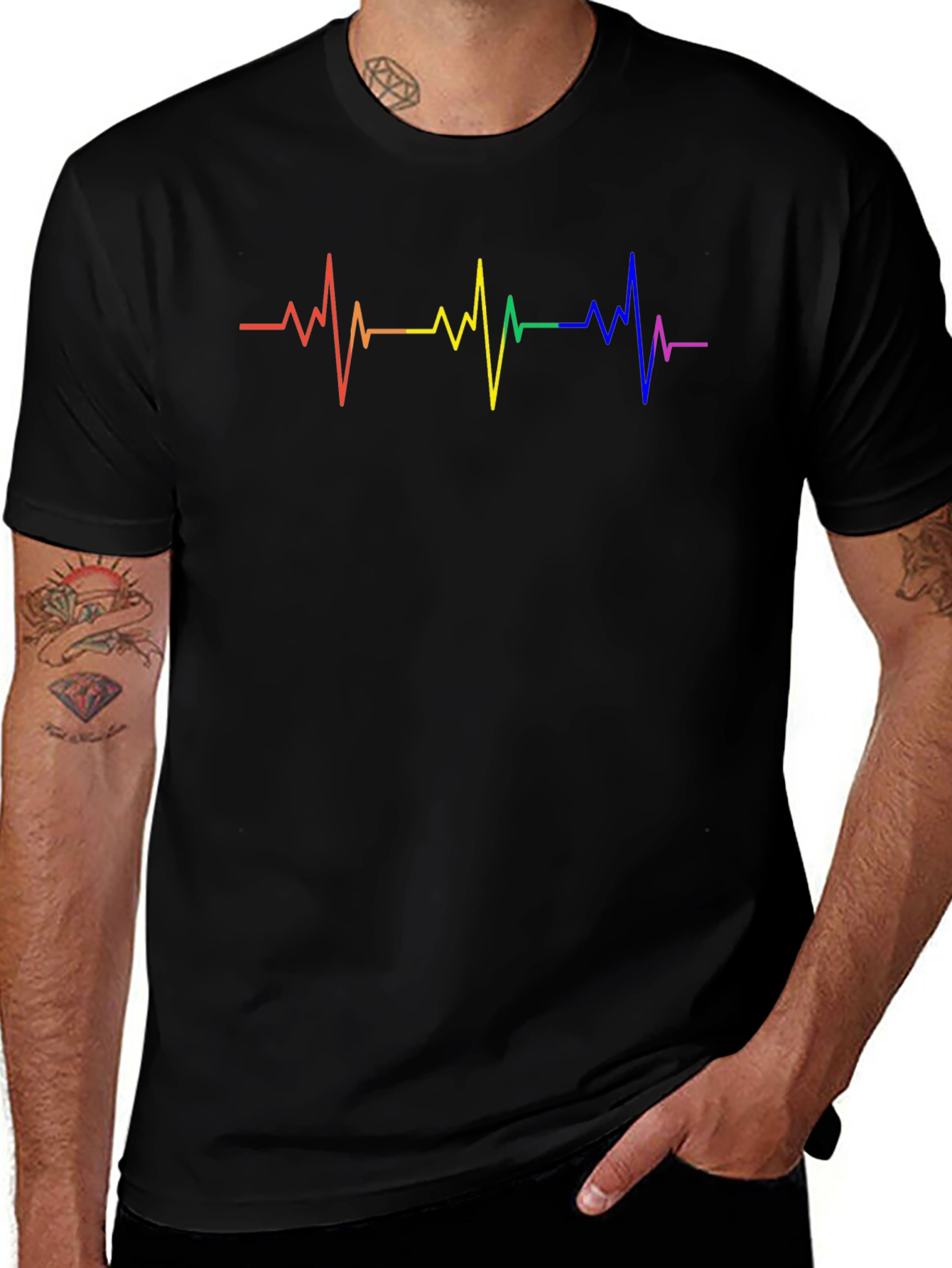 Pride Heartbeat Graphic Tee - Black