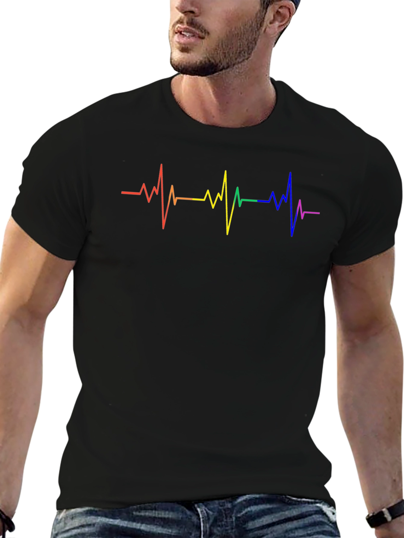 Pride Heartbeat Graphic Tee - Black