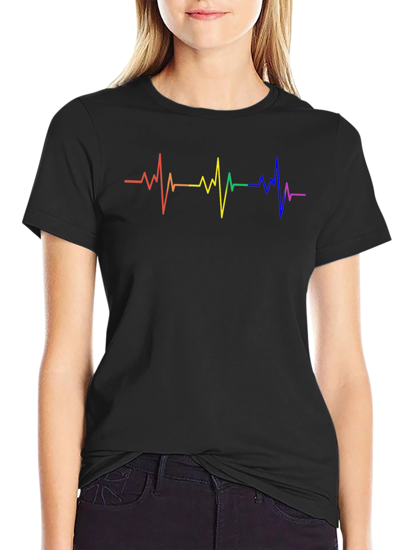 Pride Heartbeat Graphic Tee - Black