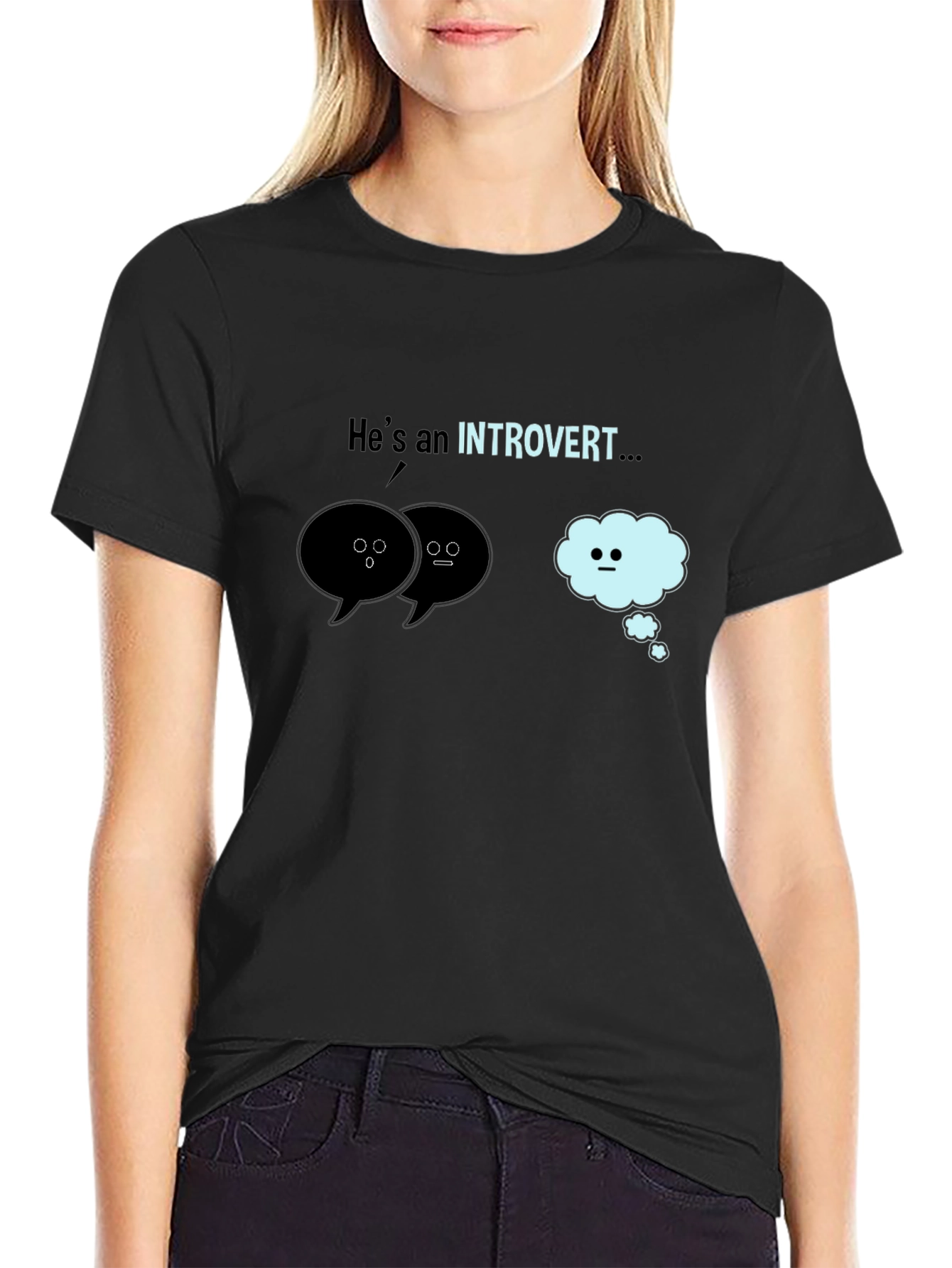 Introvert Graphic T-Shirt - Black Cotton Tee