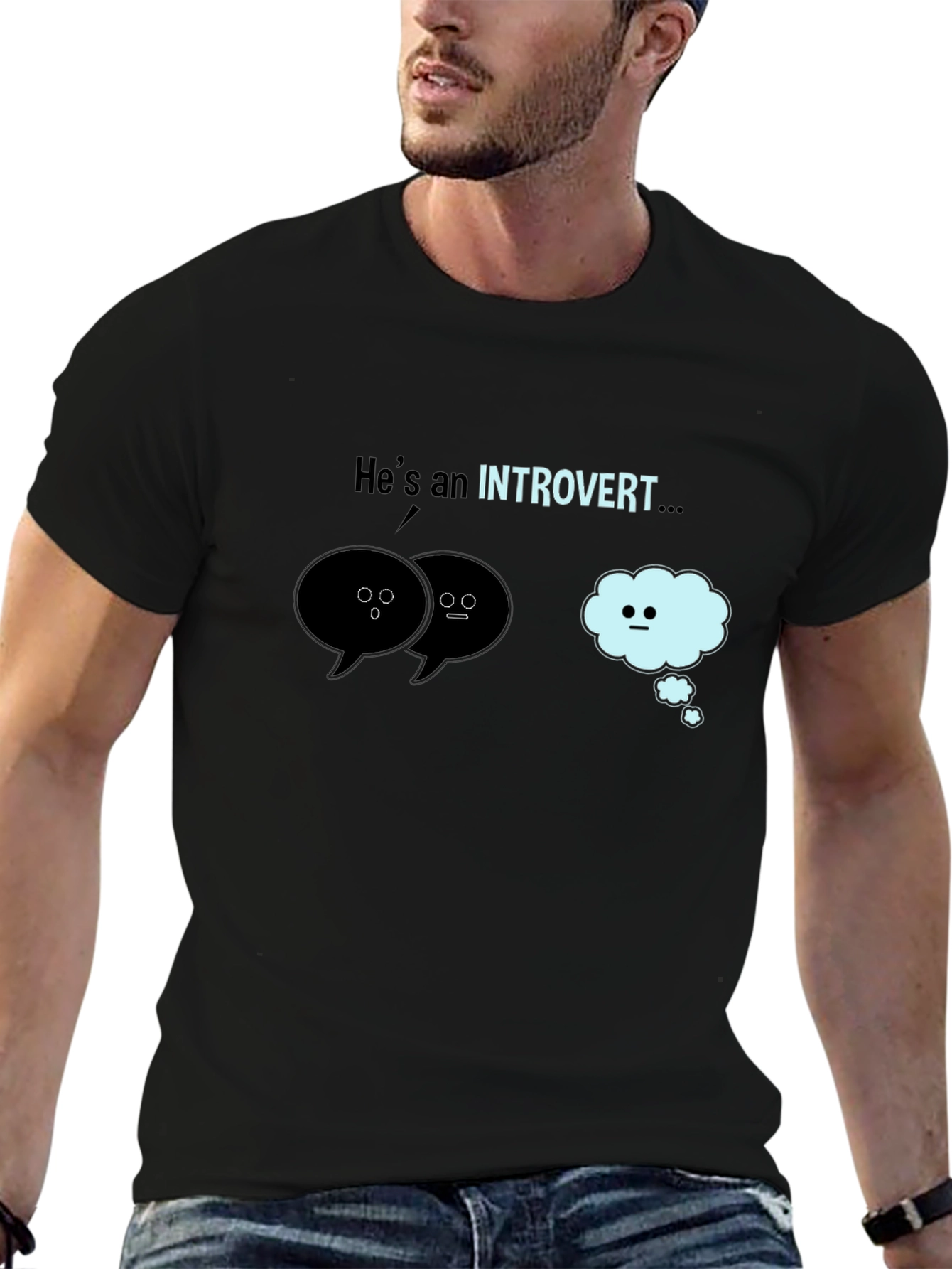 Introvert Graphic T-Shirt - Black Cotton Tee