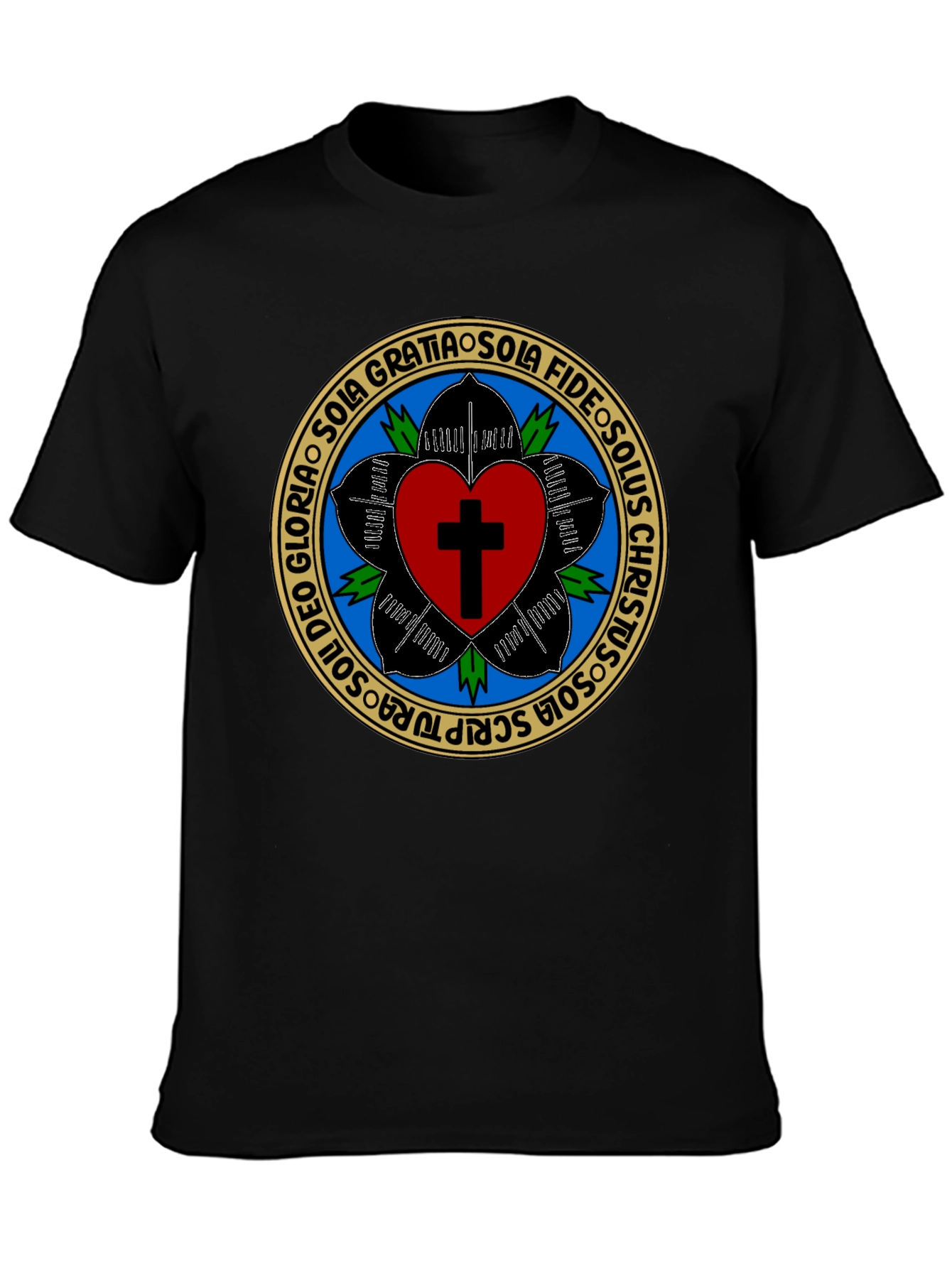 Luther Rose T-Shirt - Black Christian Reformation Tee