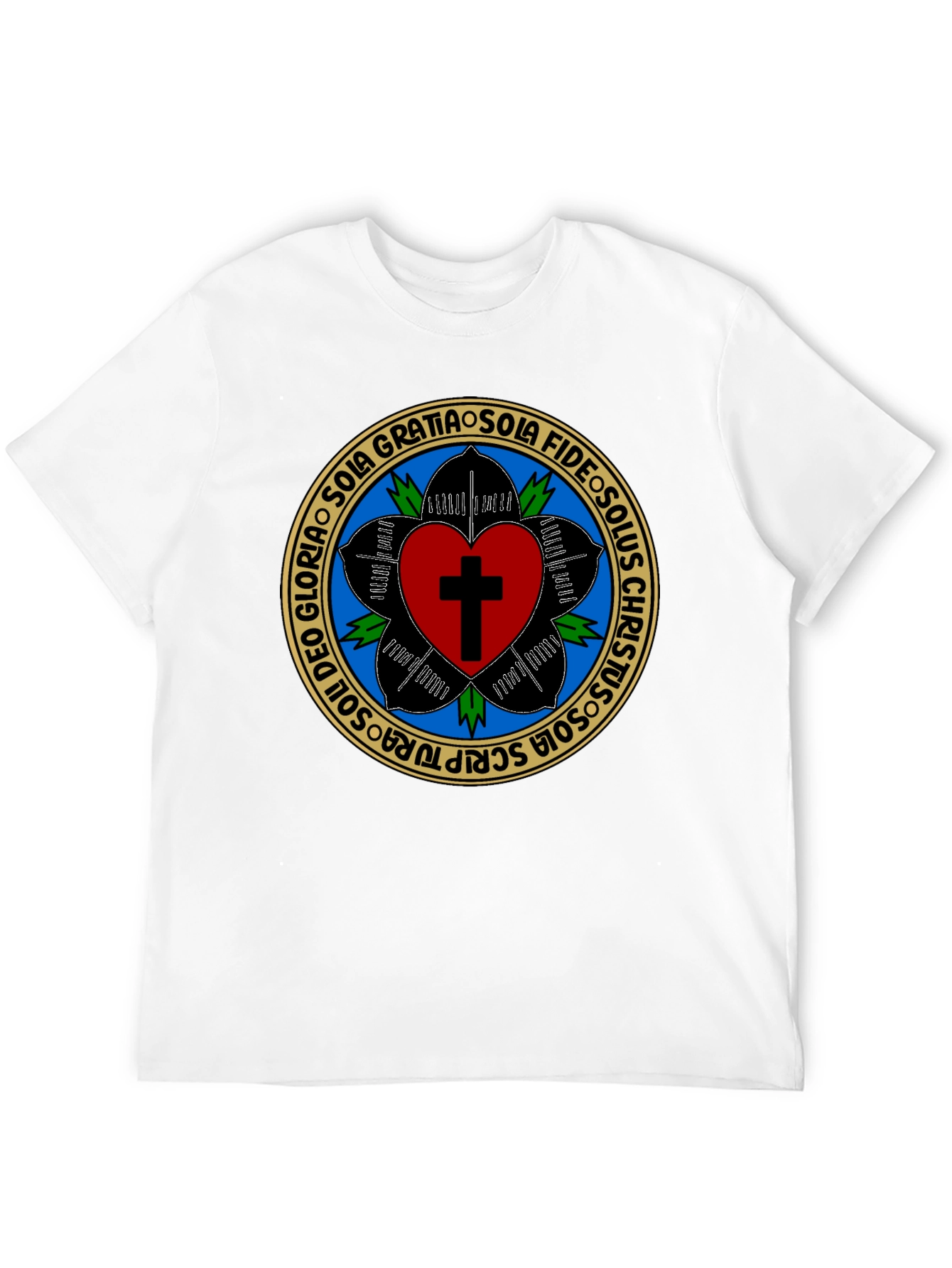 Luther Rose T-Shirt - Black Christian Reformation Tee