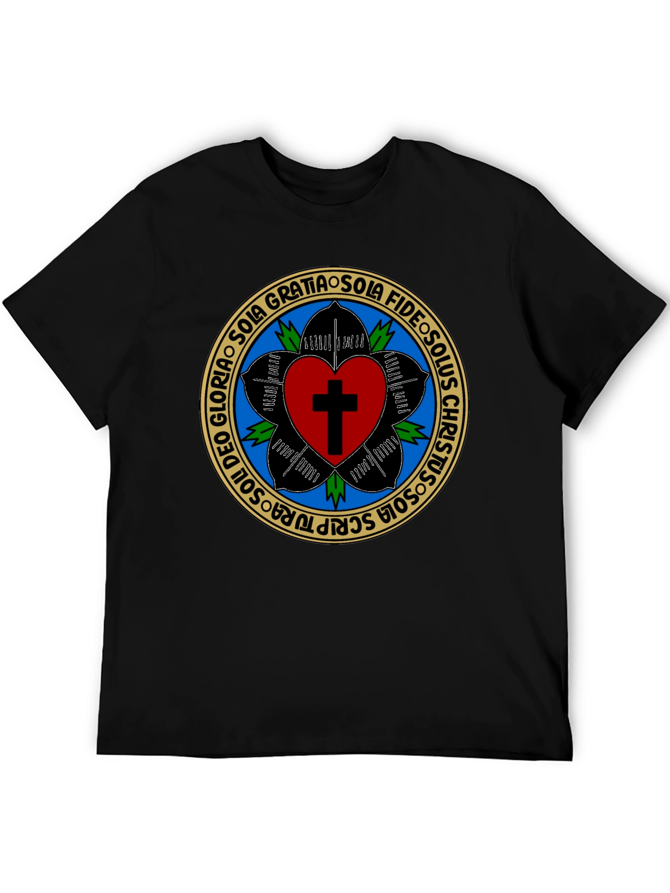Luther Rose T-Shirt - Black Christian Reformation Tee