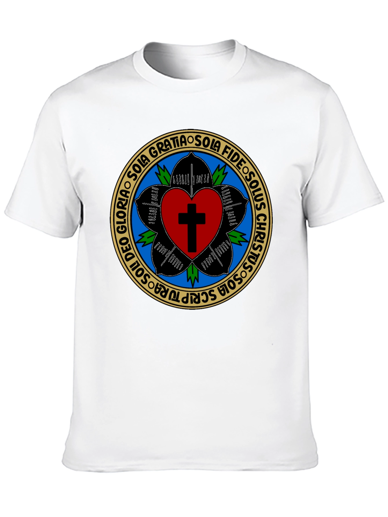 Luther Rose T-Shirt - Black Christian Reformation Tee