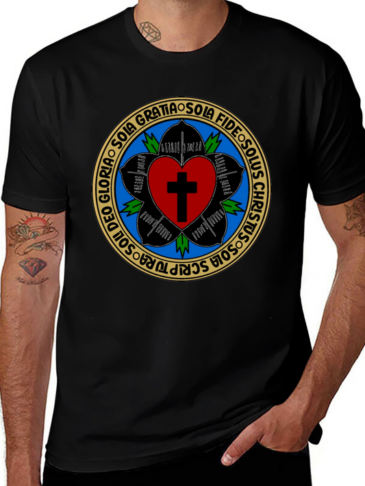 Luther Rose T-Shirt - Black Christian Reformation Tee