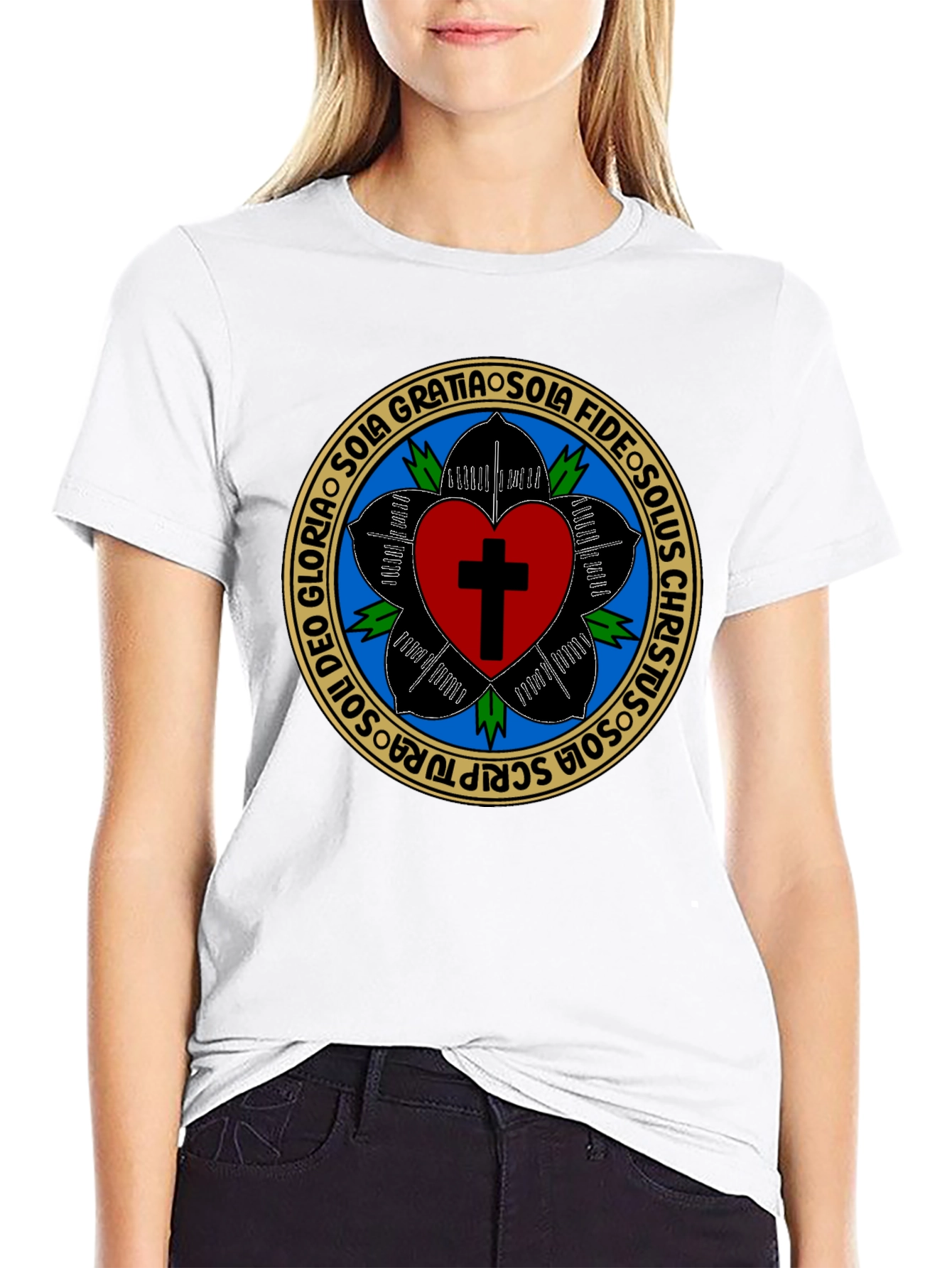 Luther Rose T-Shirt - Black Christian Reformation Tee