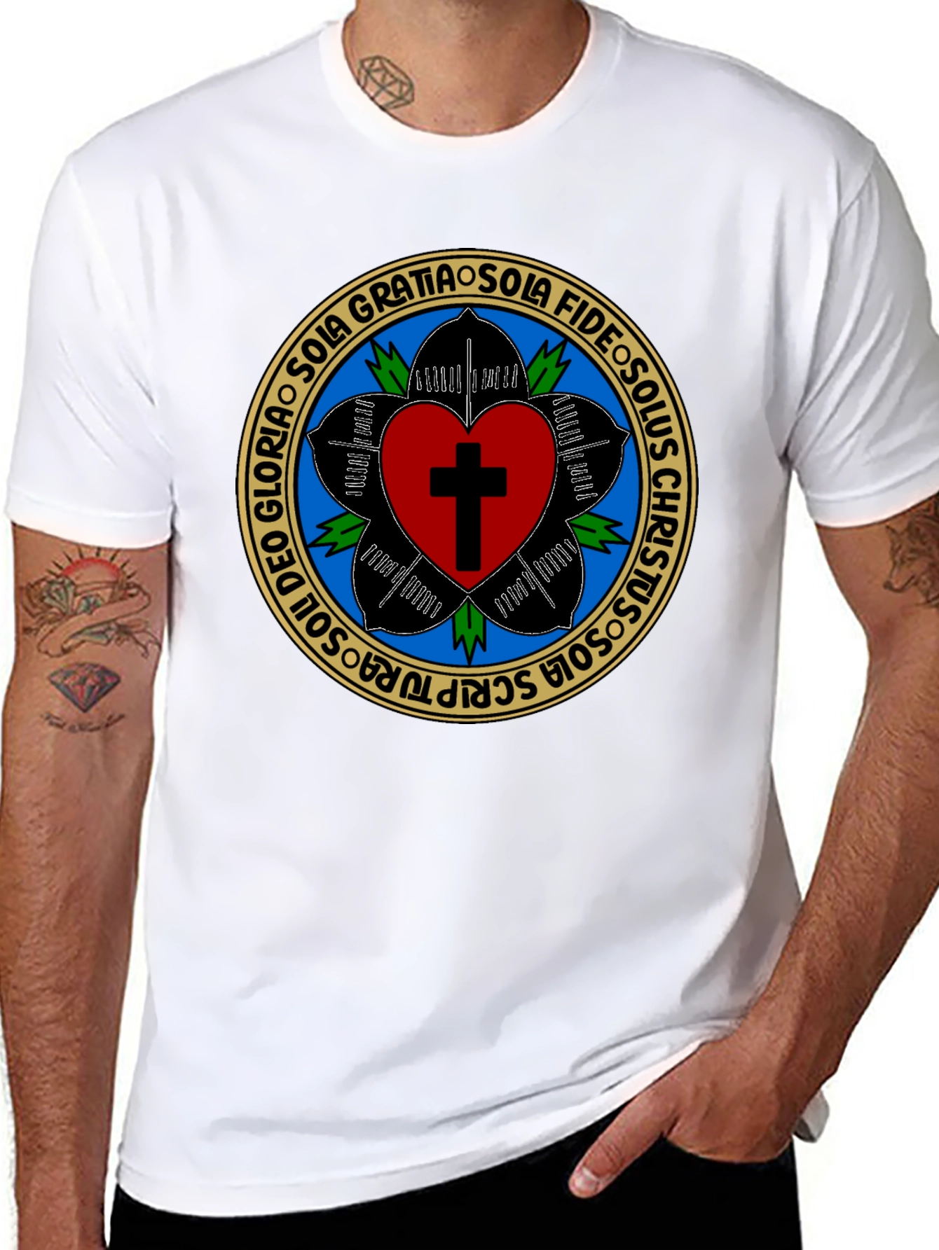 Luther Rose T-Shirt - Black Christian Reformation Tee