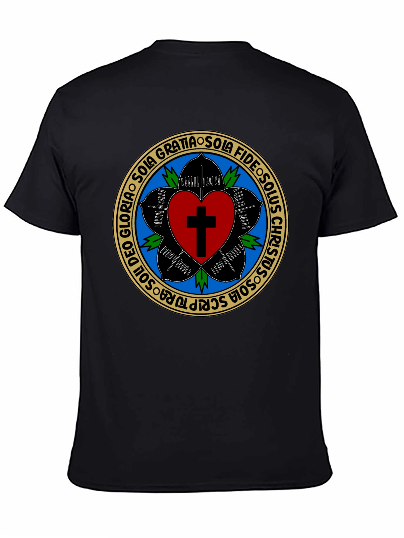 Luther Rose T-Shirt - Black Christian Reformation Tee