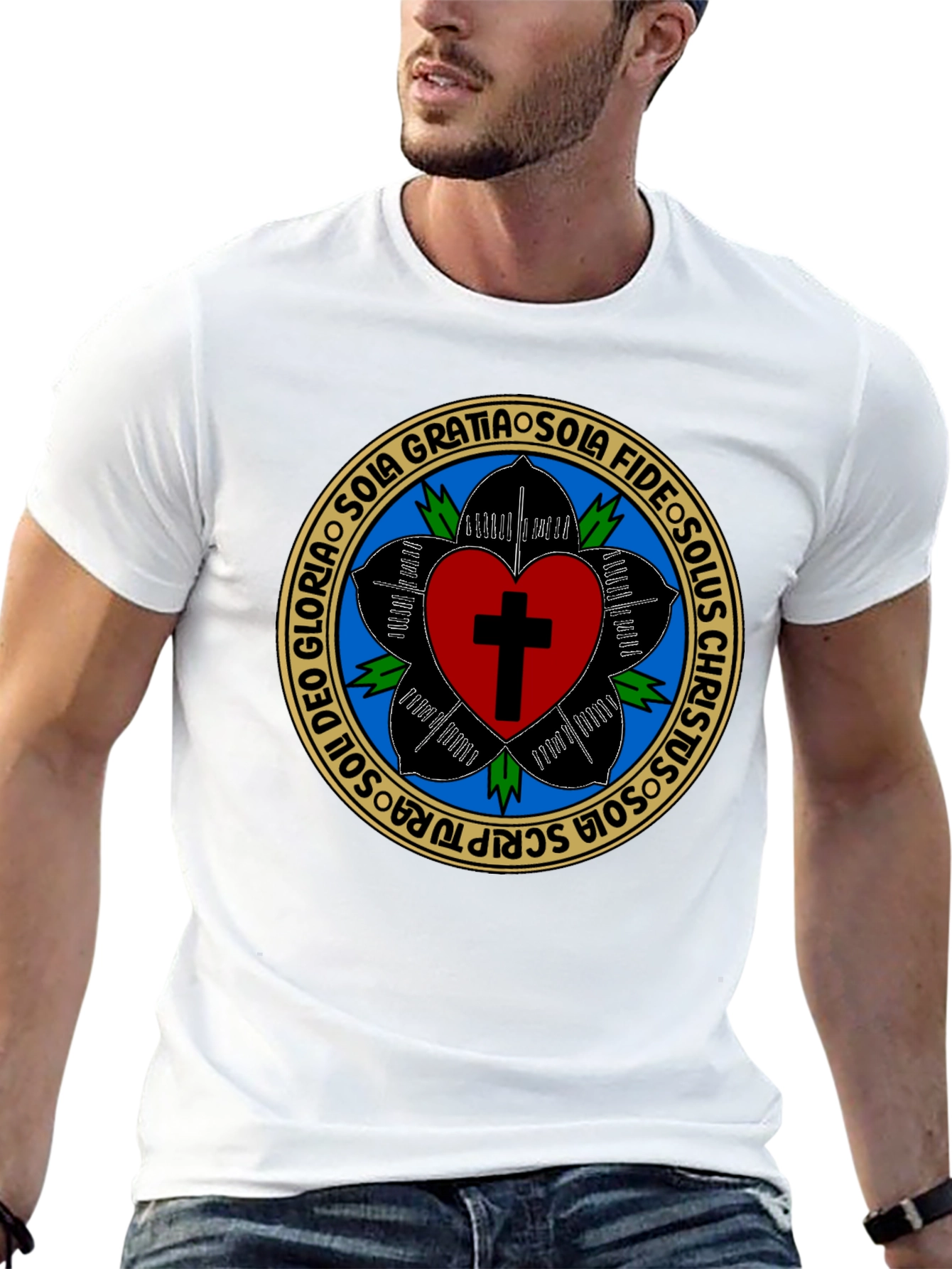 Luther Rose T-Shirt - Black Christian Reformation Tee