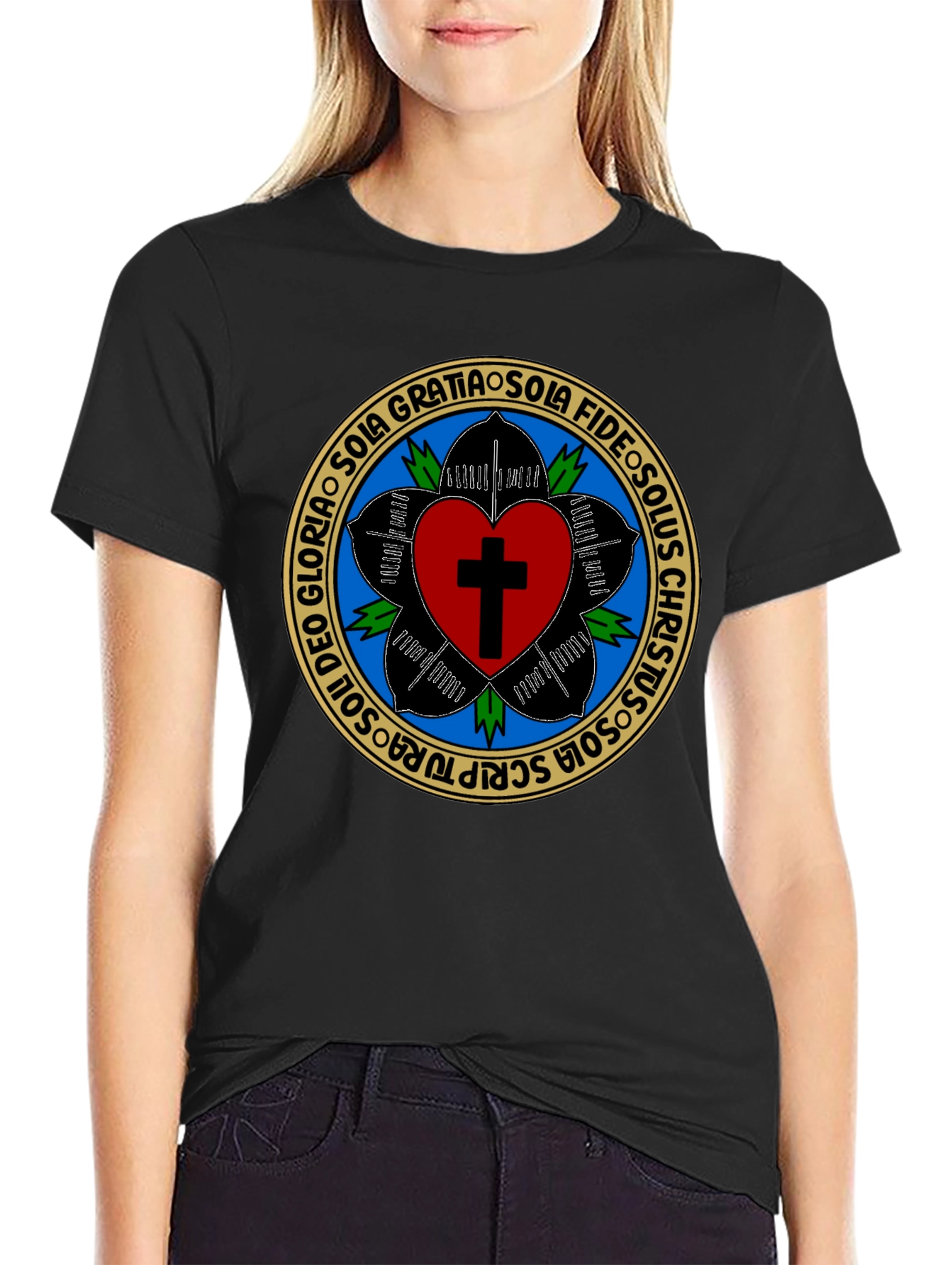 Luther Rose T-Shirt - Black Christian Reformation Tee