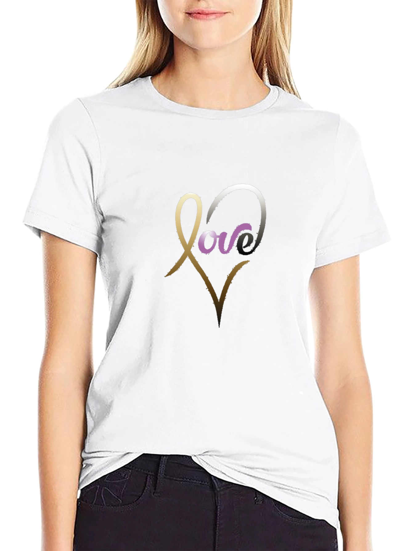 Love Heart Graphic Tee - Modern Black Shirt