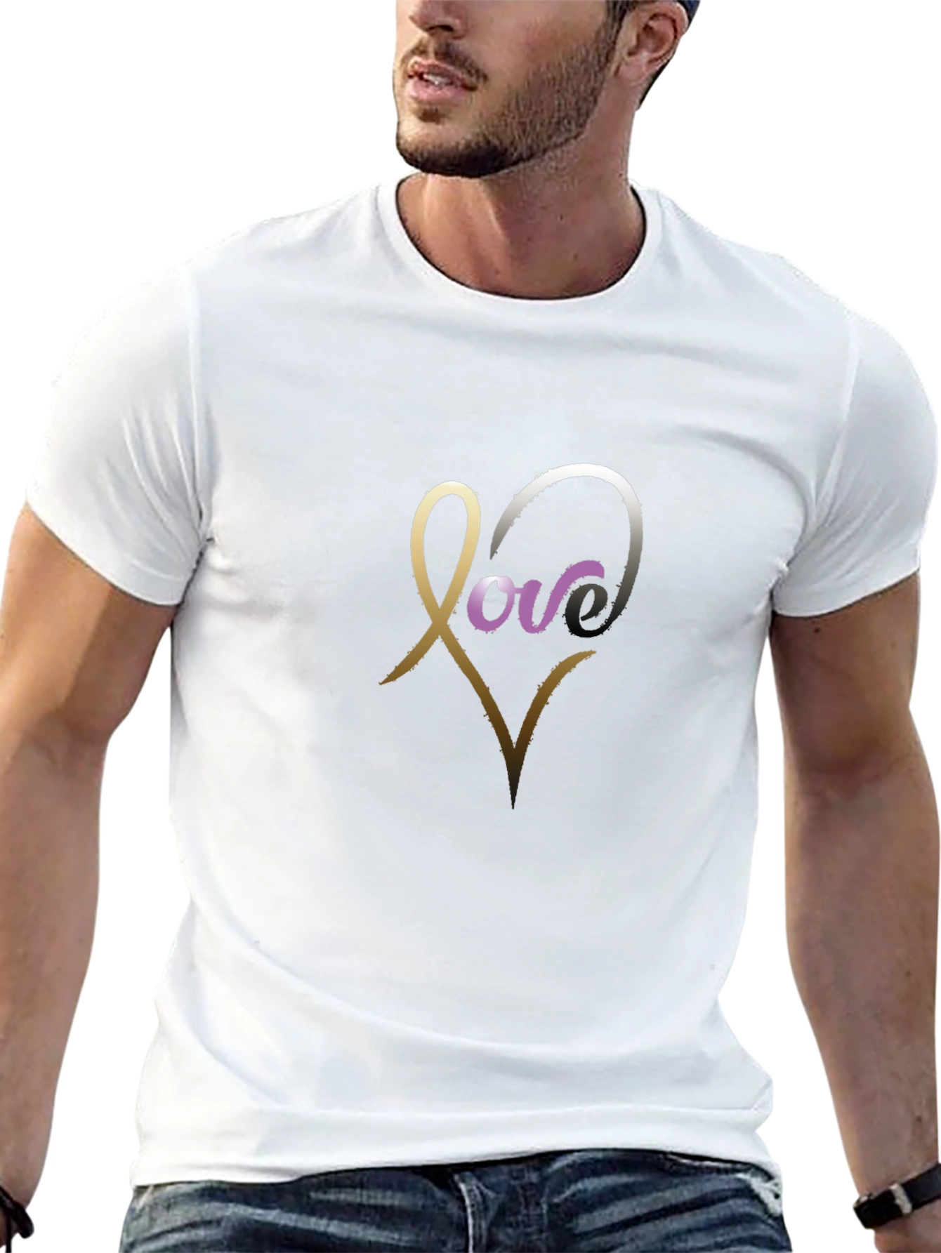 Love Heart Graphic Tee - Modern Black Shirt