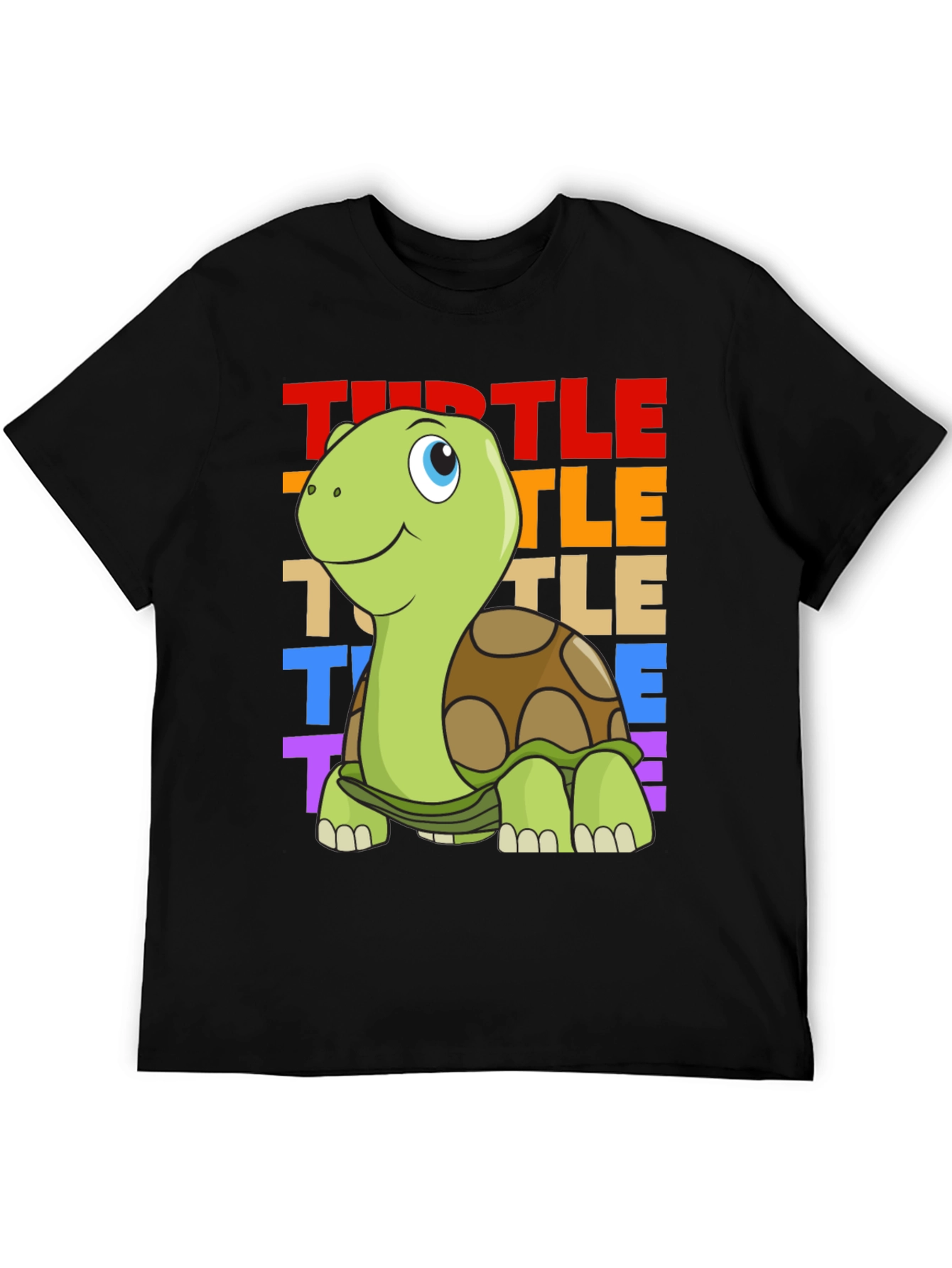 Cartoon Turtle Graphic Tee - Unisex Black T-Shirt