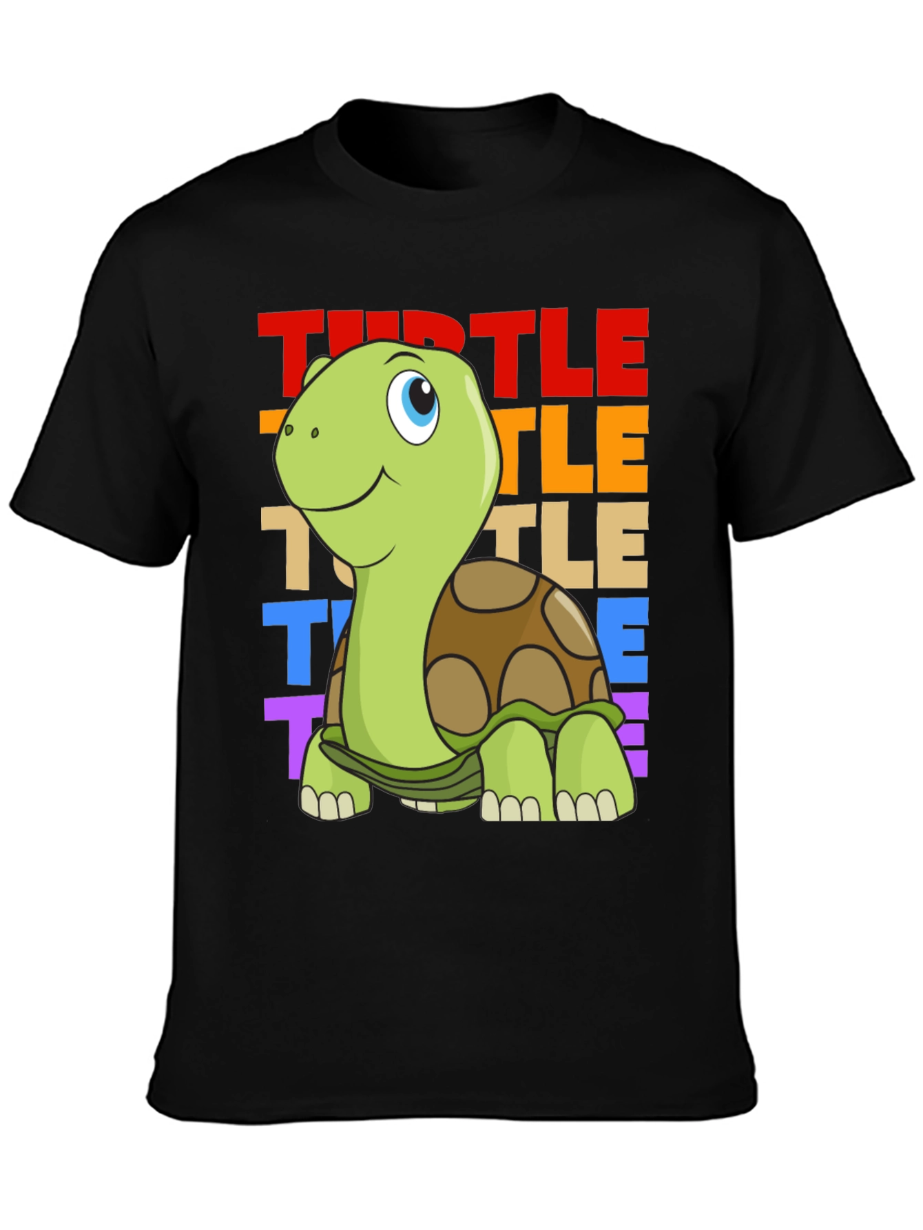 Cartoon Turtle Graphic Tee - Unisex Black T-Shirt