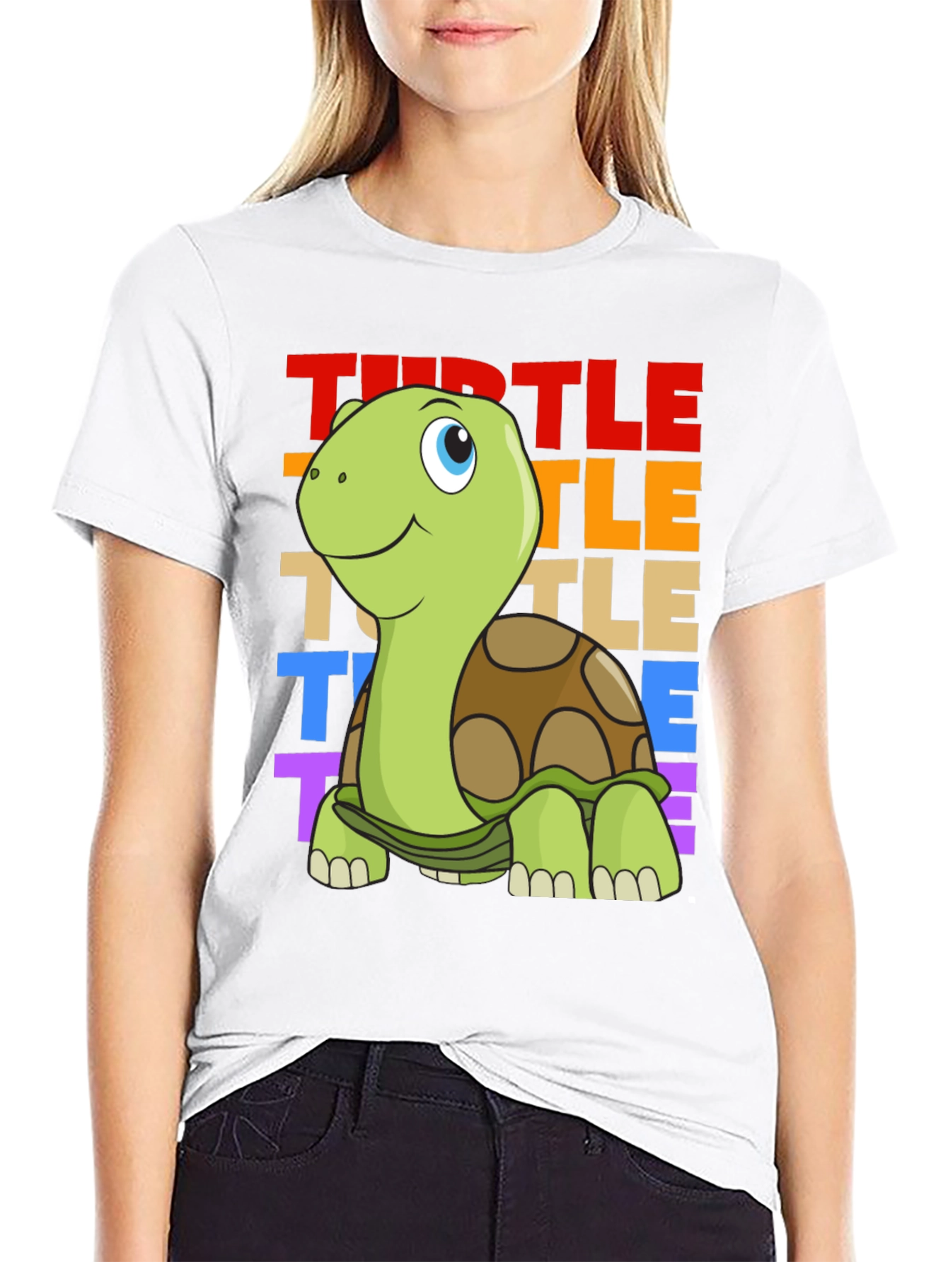 Cartoon Turtle Graphic Tee - Unisex Black T-Shirt