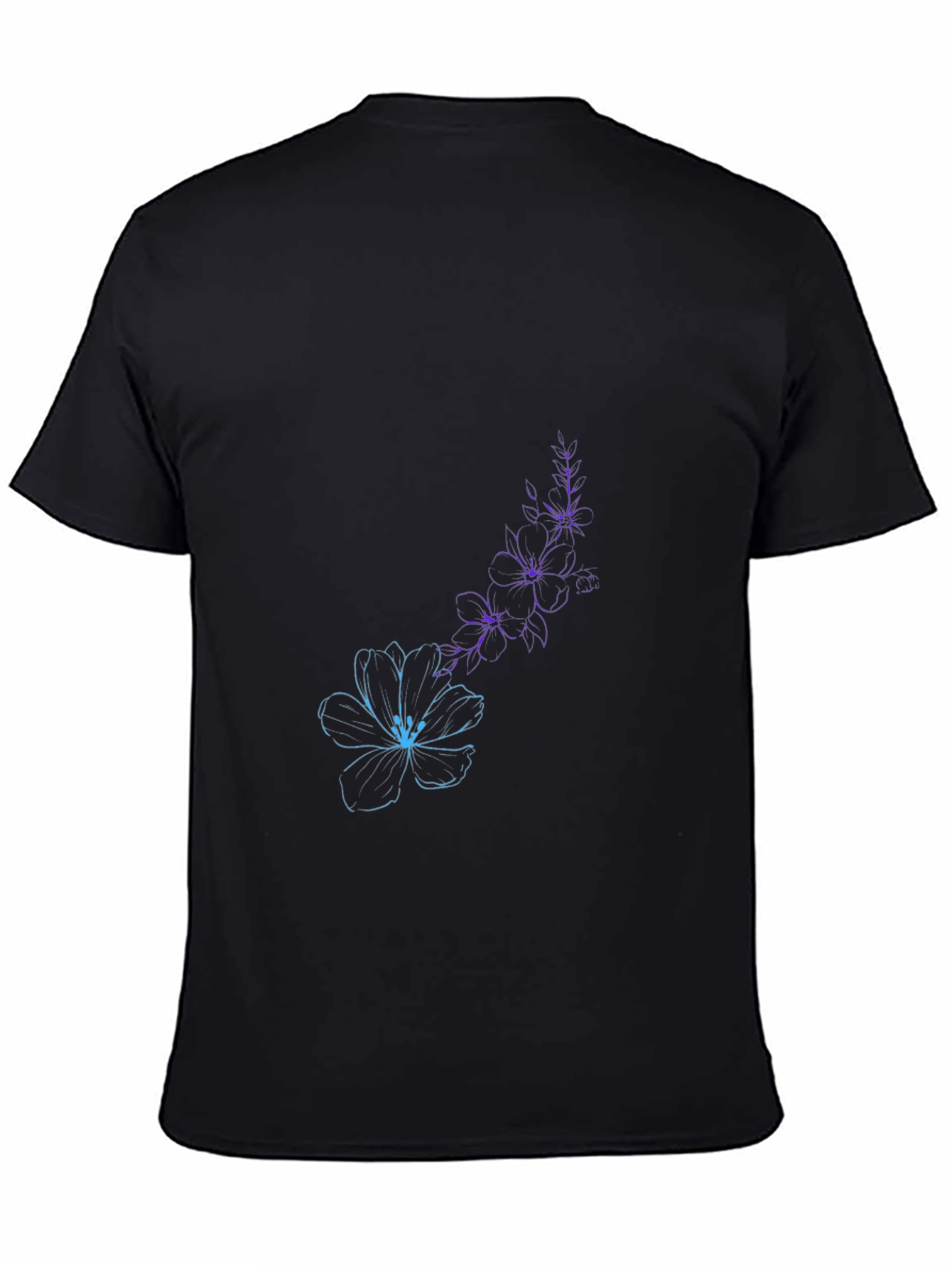 Black Floral Sketch T-Shirt - Artistic Style