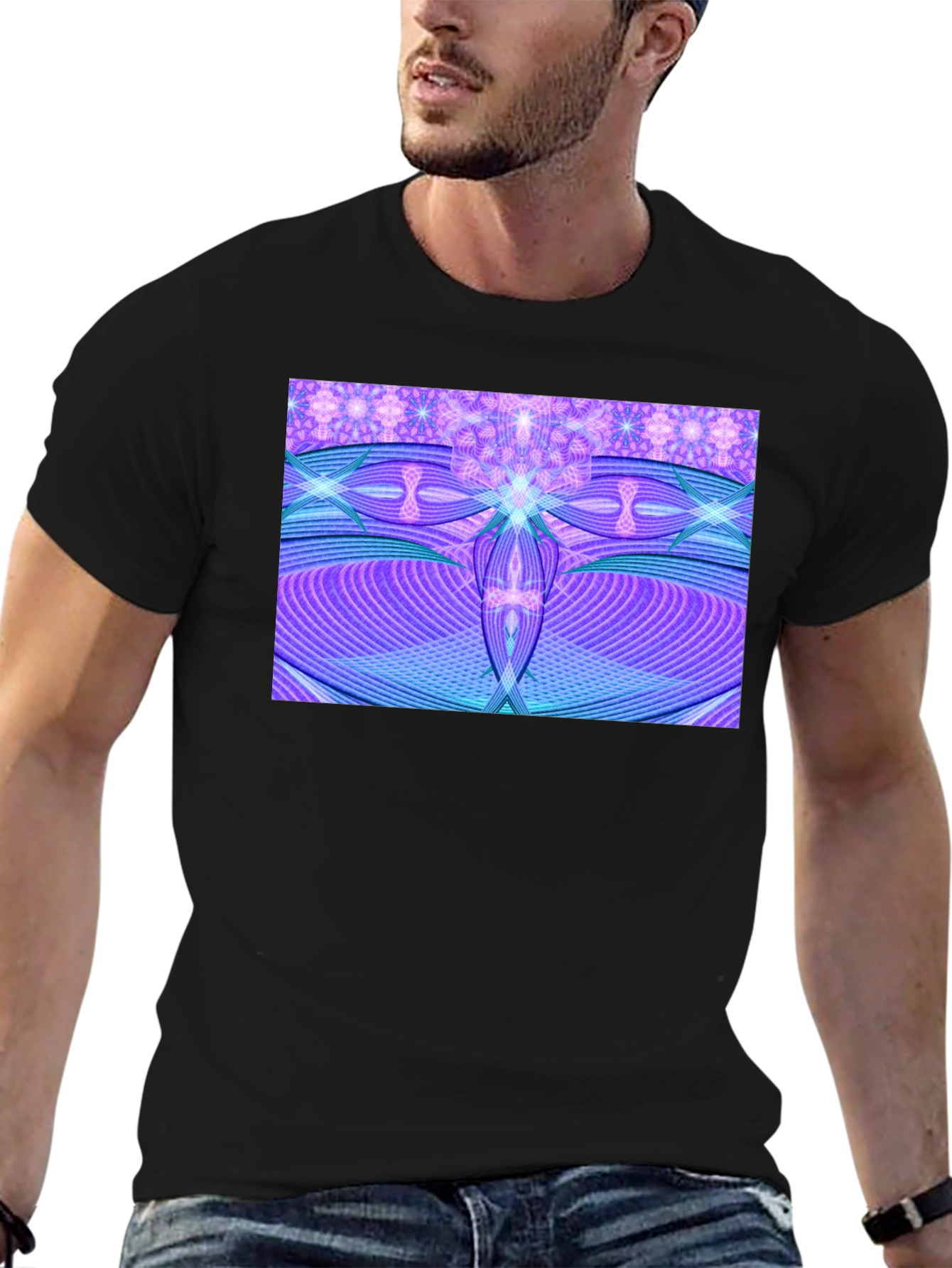 Abstract Purple Graphic Print Tee