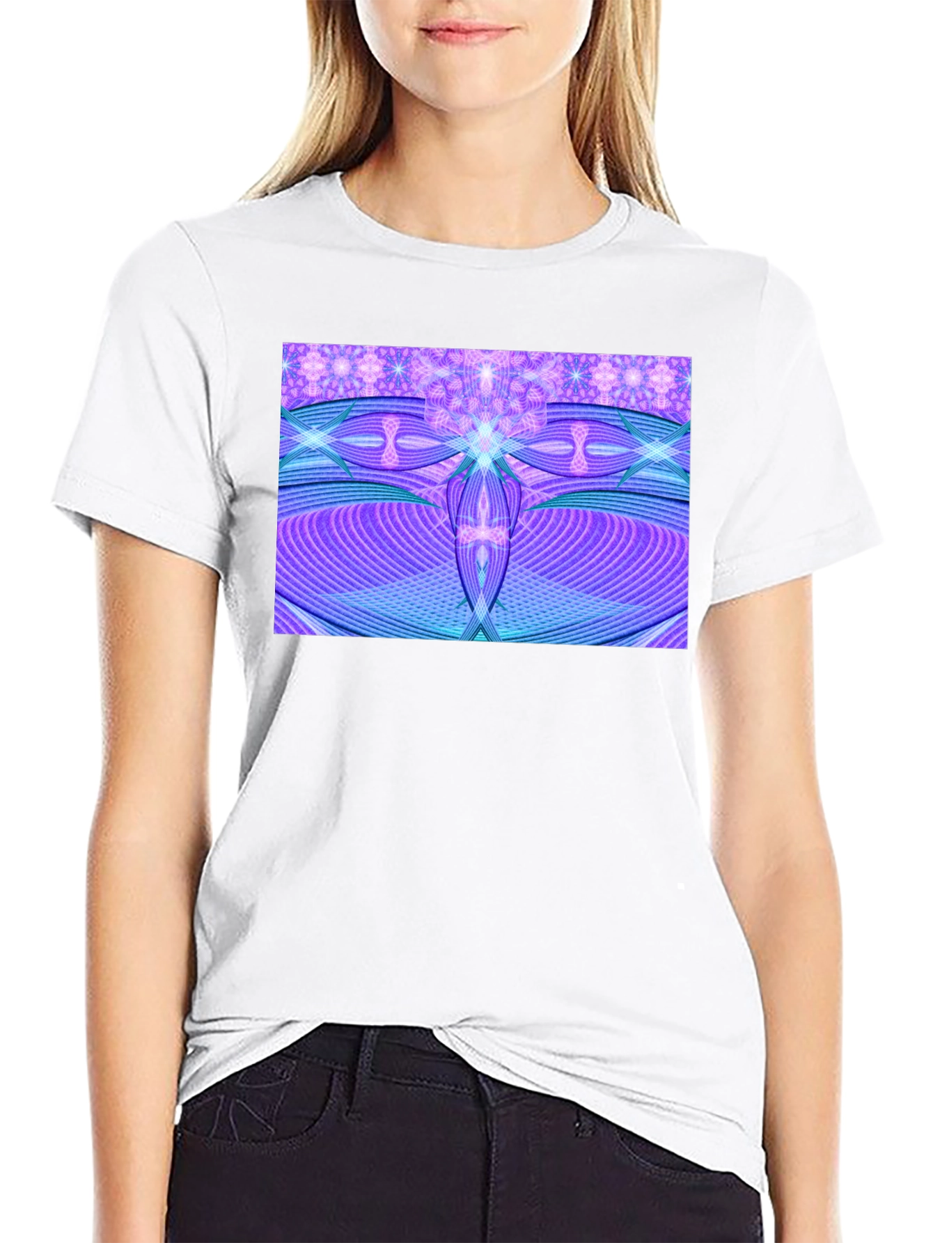 Abstract Purple Graphic Print Tee