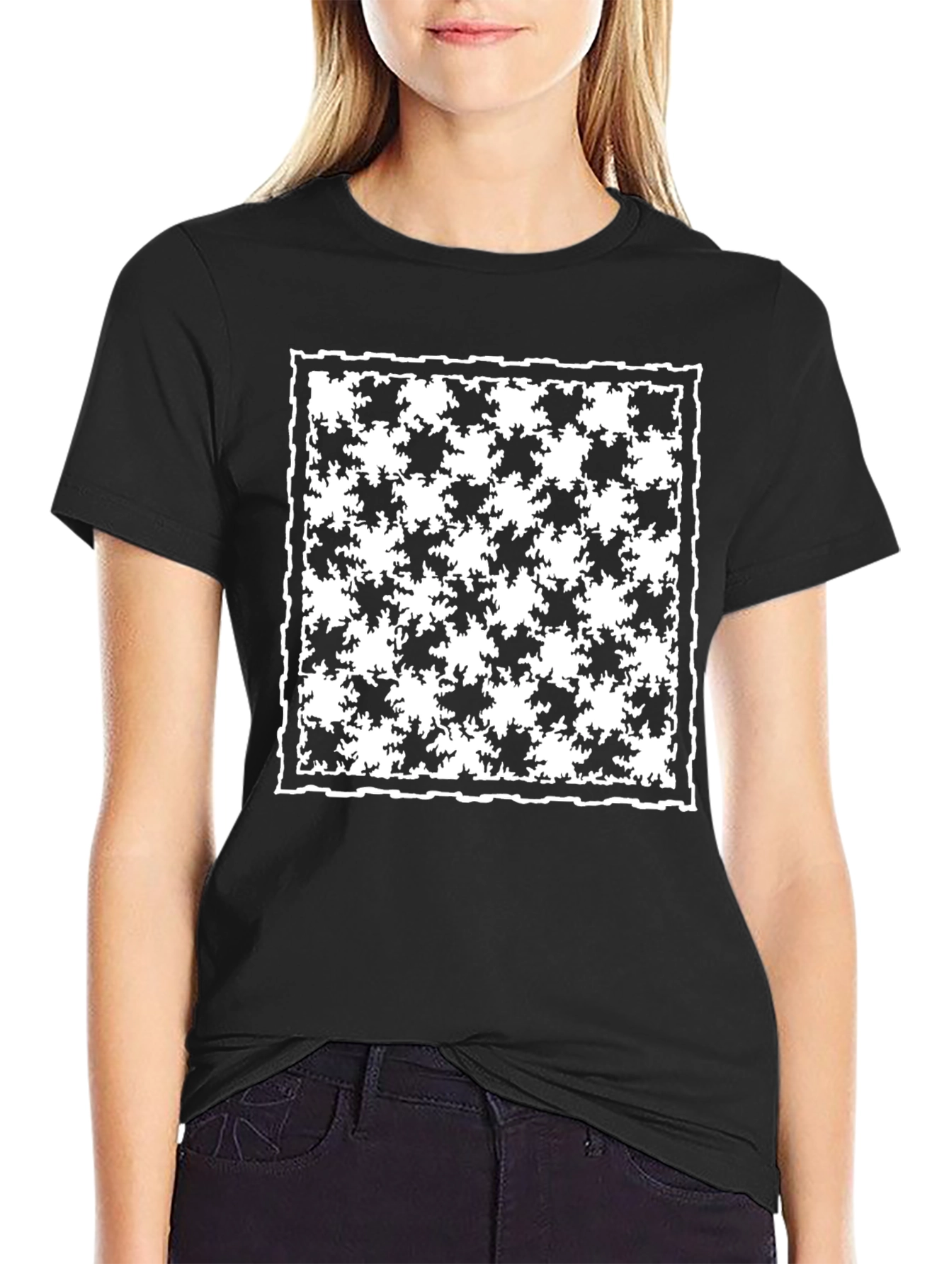 Houndstooth Graphic Tee - Stylish Mens Black T-Shirt