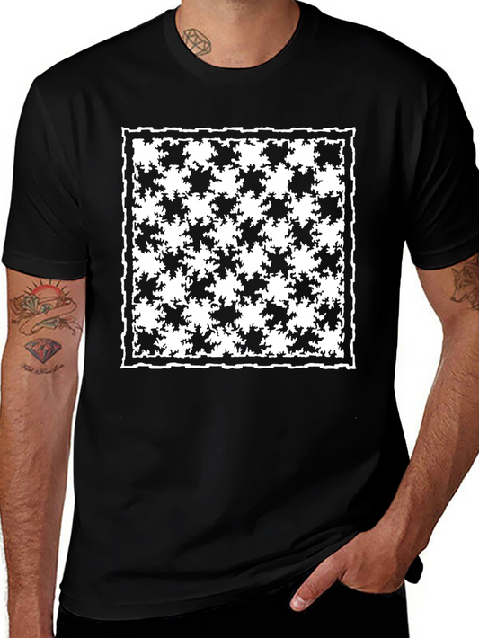 Houndstooth Graphic Tee - Stylish Mens Black T-Shirt