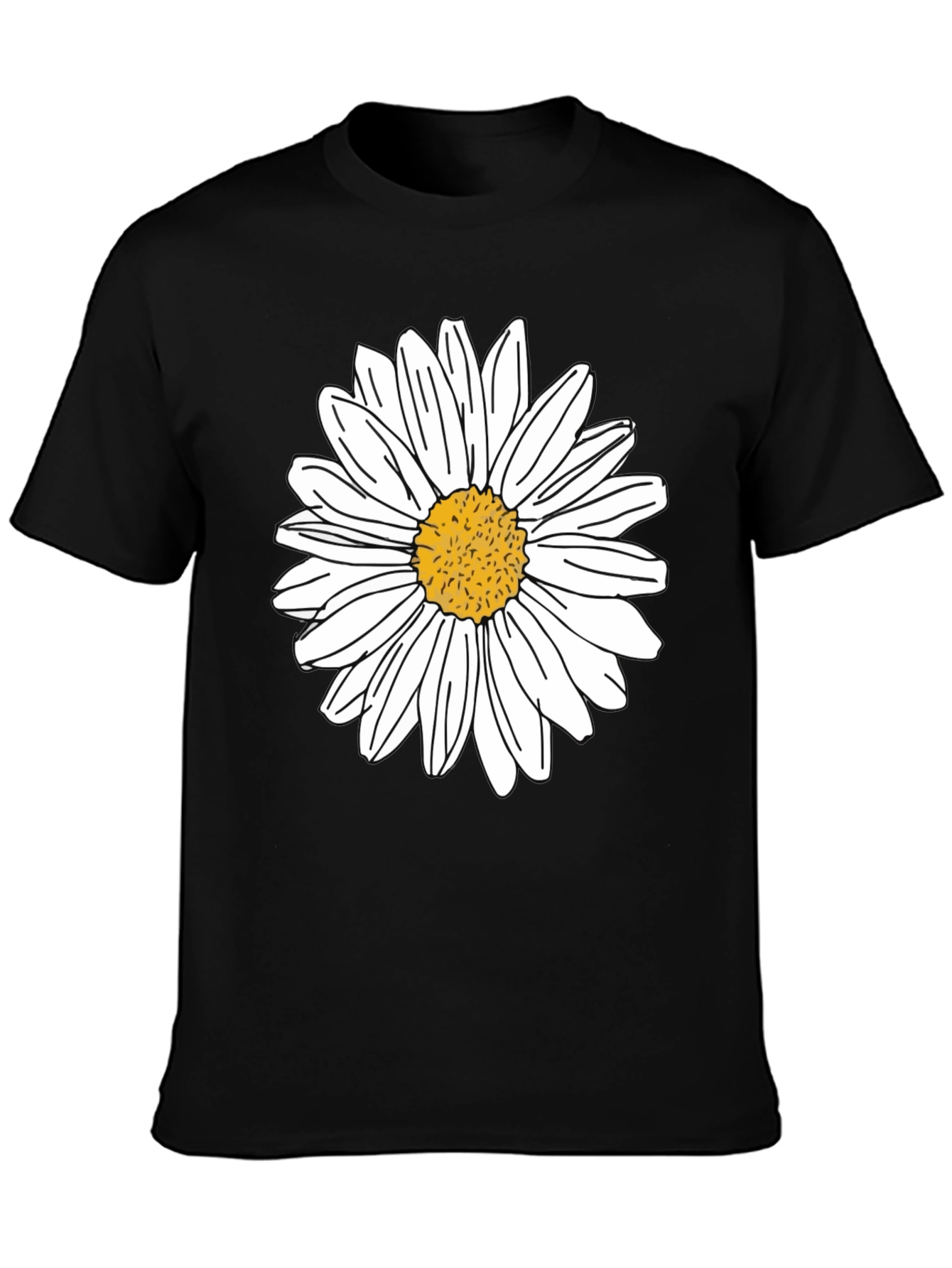 Daisy Graphic Tee - Black Cotton Casual Shirt