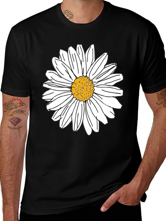 Daisy Graphic Tee - Black Cotton Casual Shirt