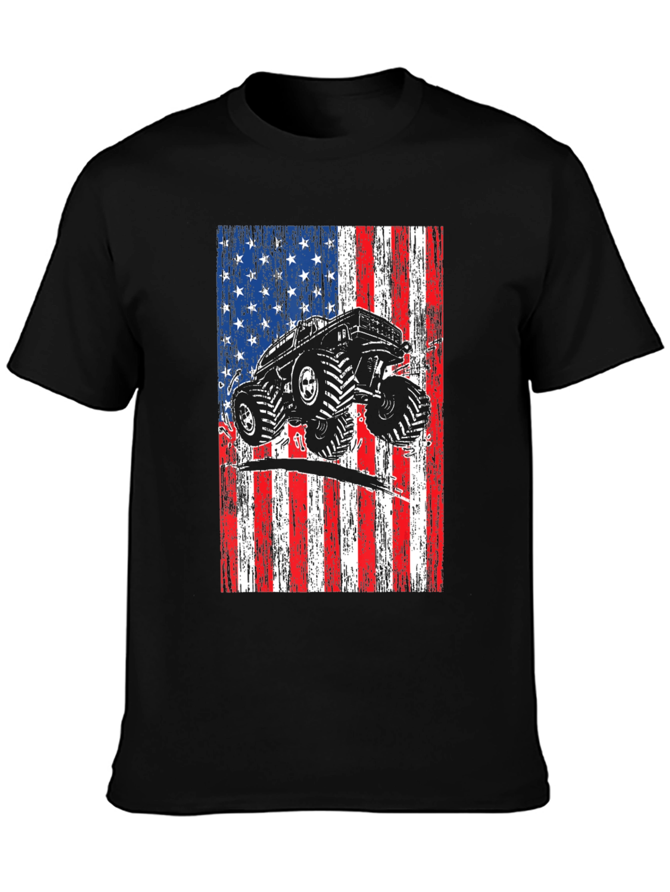 Monster Truck American Flag Graphic T-Shirt