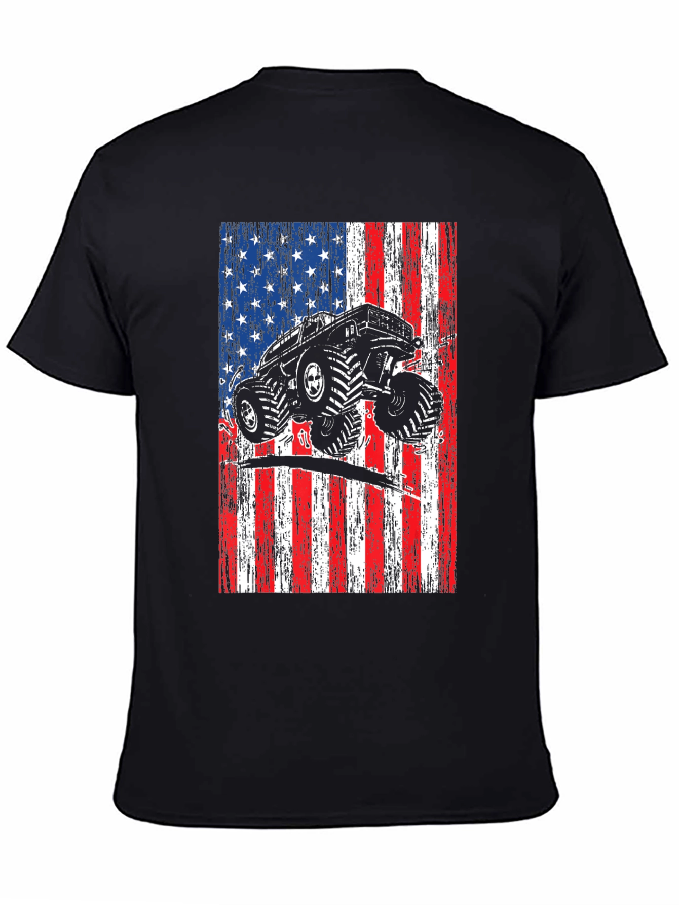 Monster Truck American Flag Graphic T-Shirt