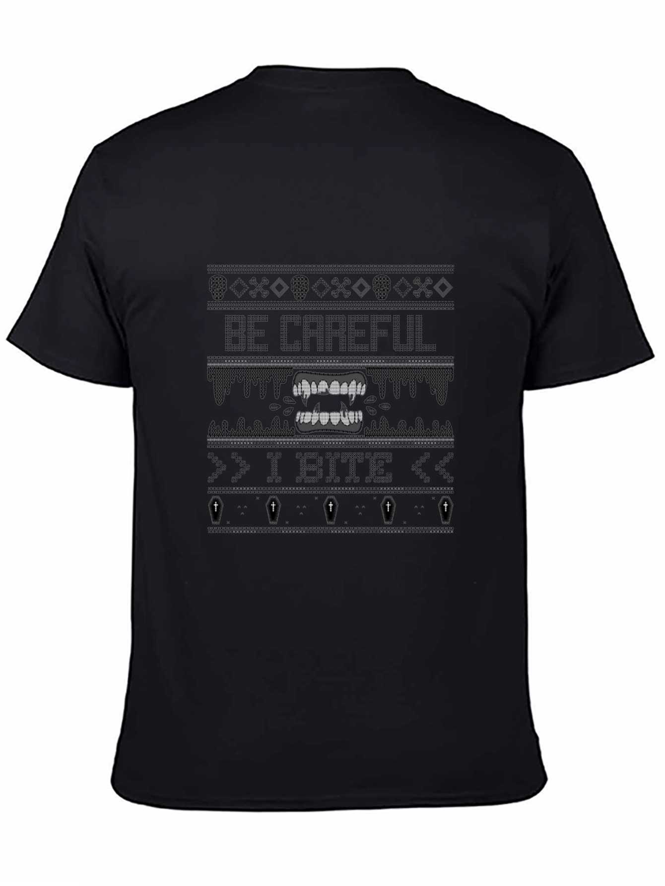 Be Careful I Bite Novelty Graphic Tee - Black
