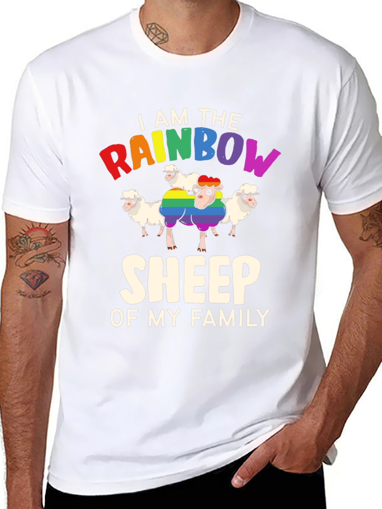 Rainbow Sheep Family T-Shirt