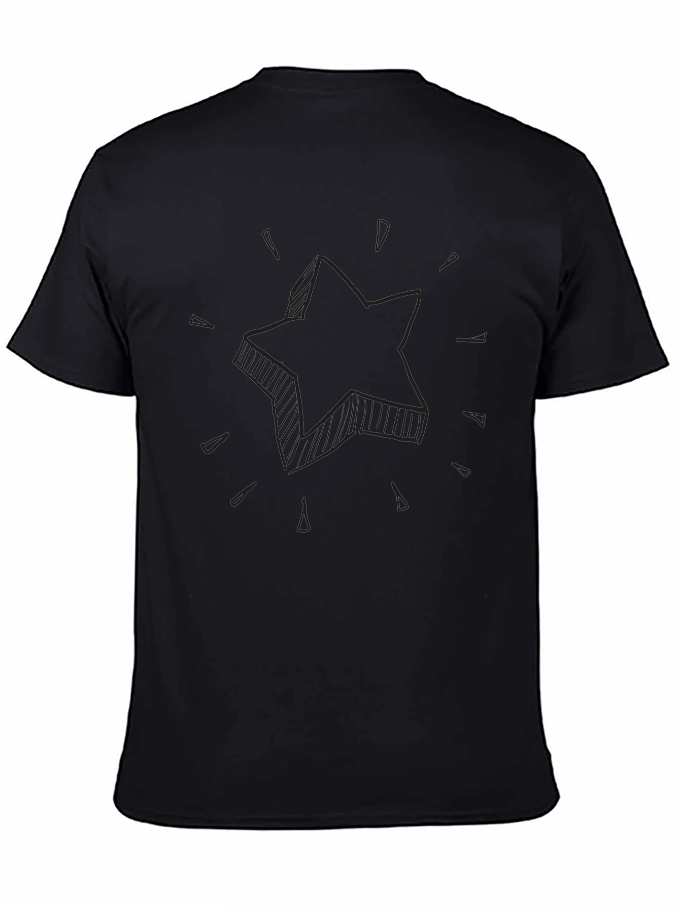 Mens Black T-Shirt with Star Design