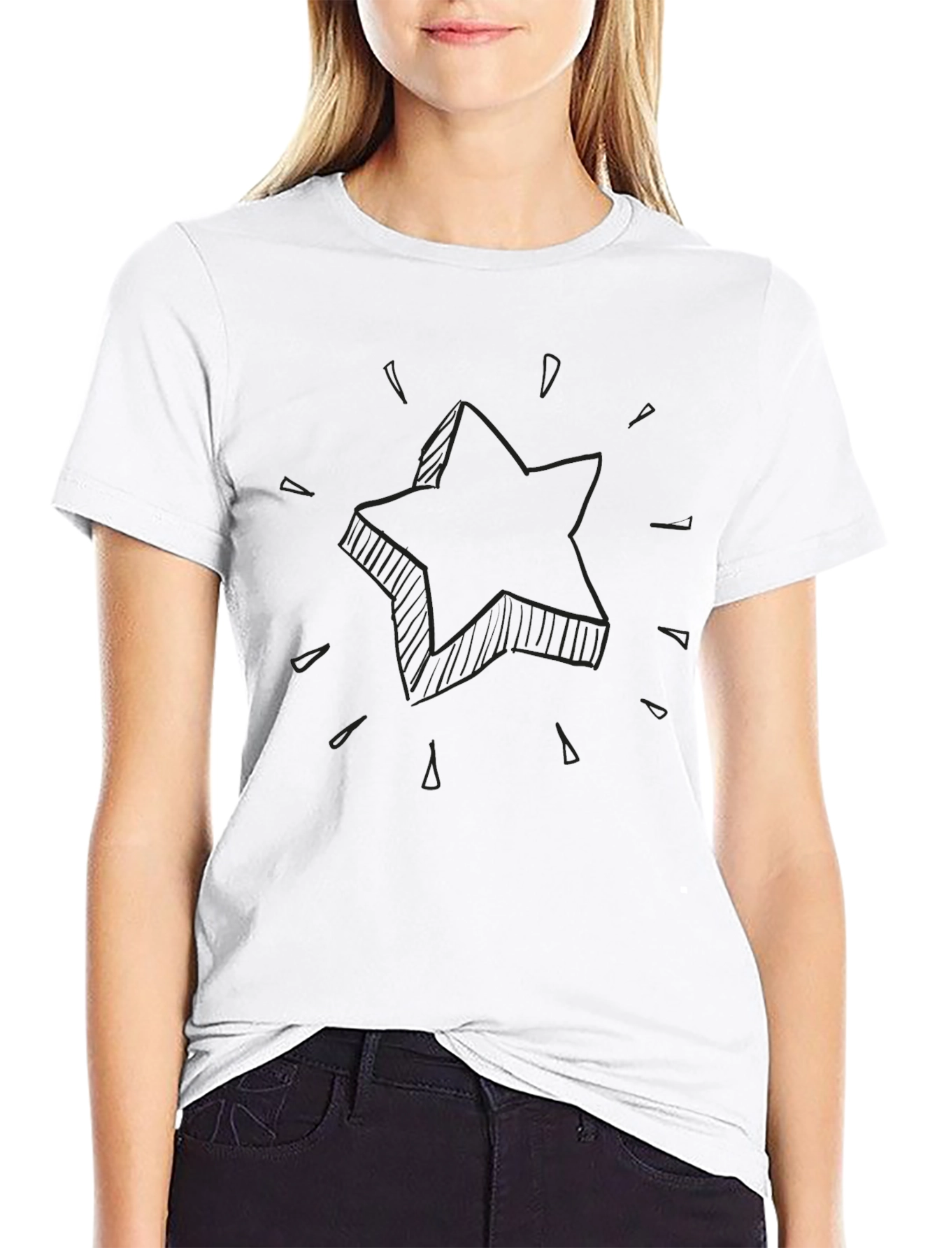 Mens Black T-Shirt with Star Design